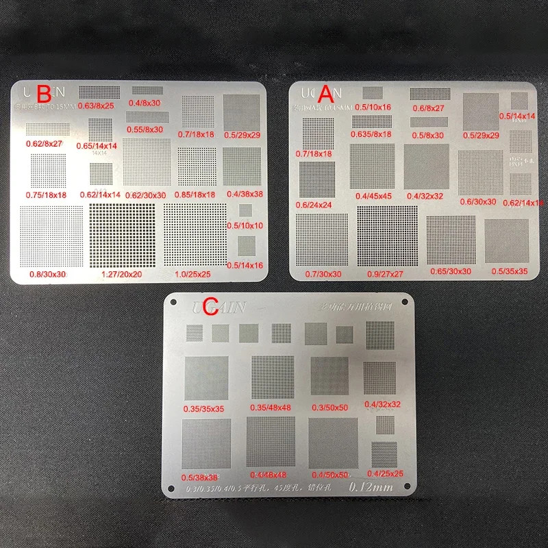 1/3Pcs High Quality Universal BGA Reballing Stencil Square Hole Direct Heating B