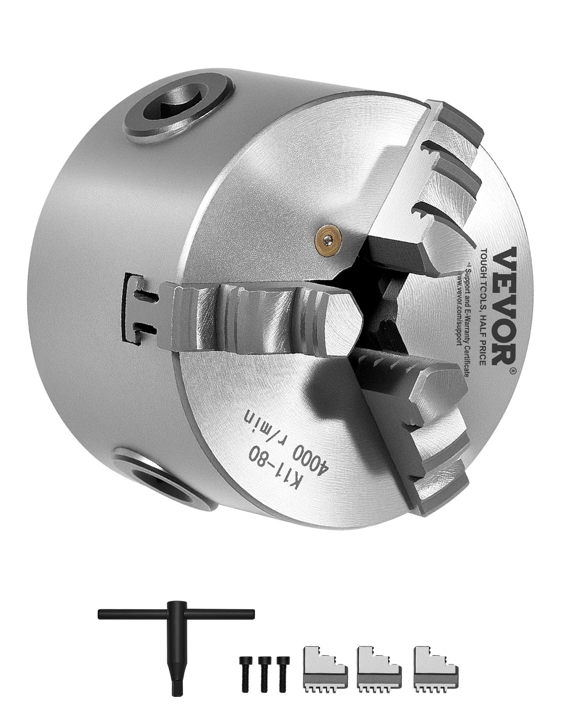 VEVOR 3 Inch 3-Jaw Self-Centering Lathe Chuck for Drilling Milling Machine 3D