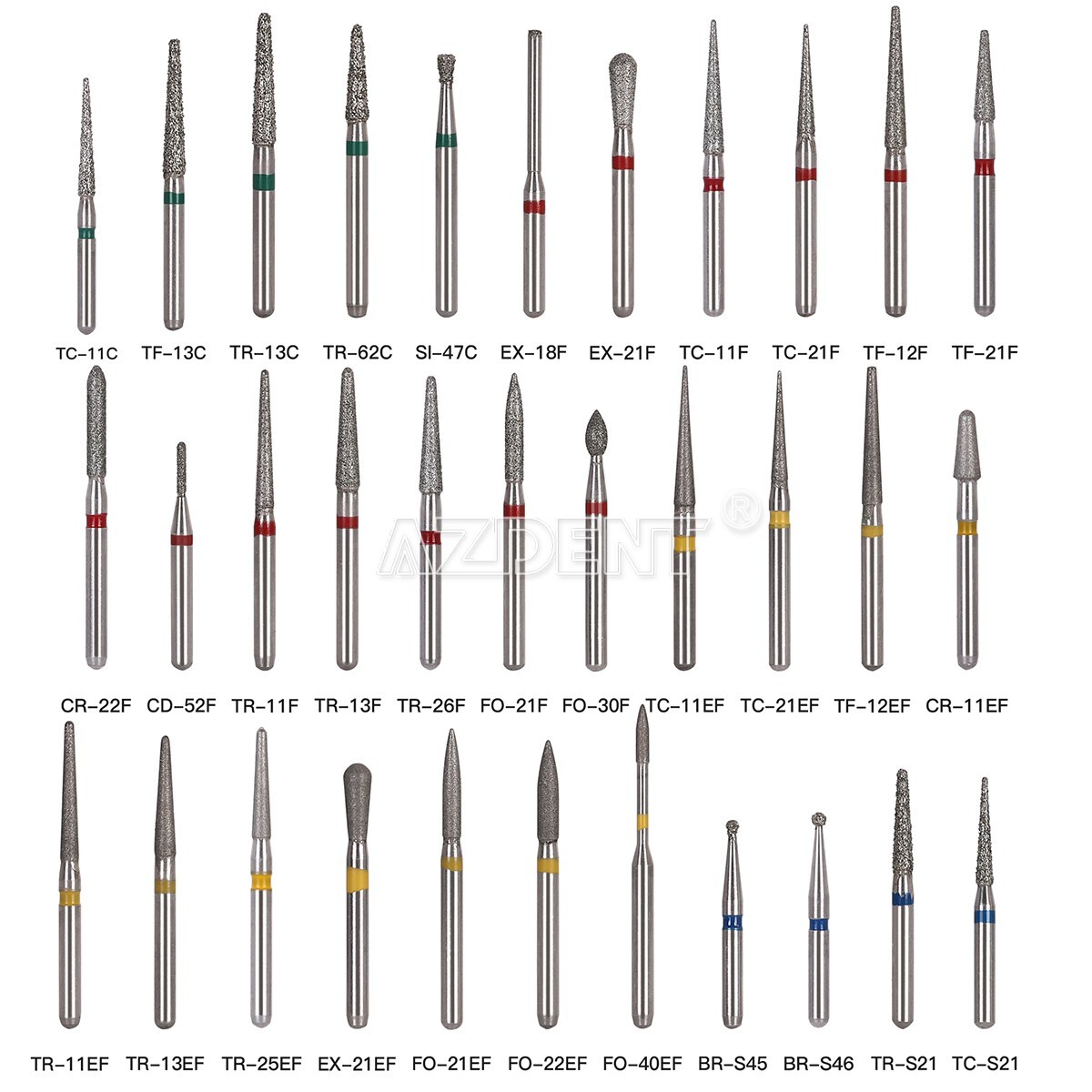 10Pcs Dental Diamond Burs FG Needle Taper TC-11EF Extra Fine Grit High Speed