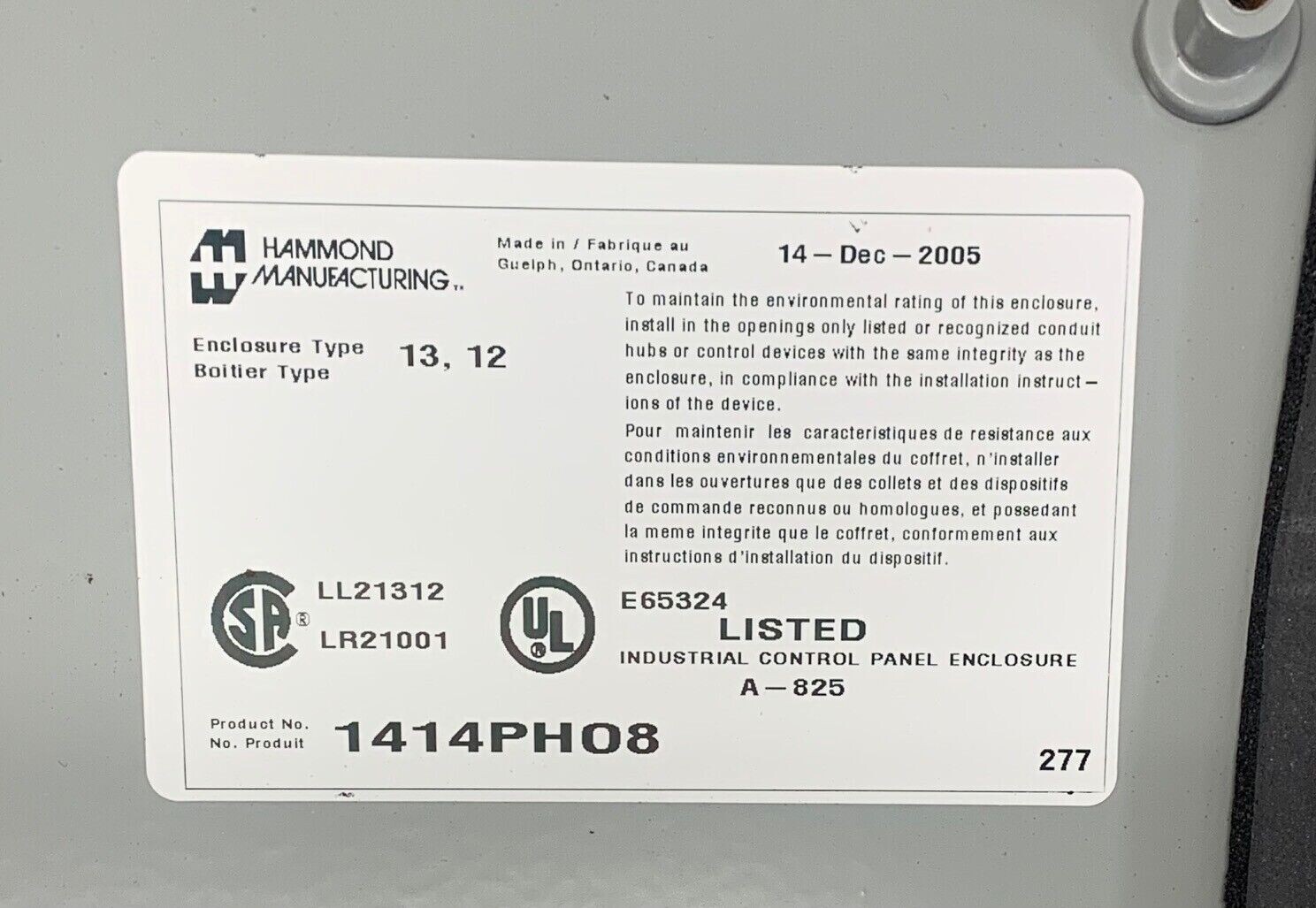 Hammond 1414PH08 Junction Box
