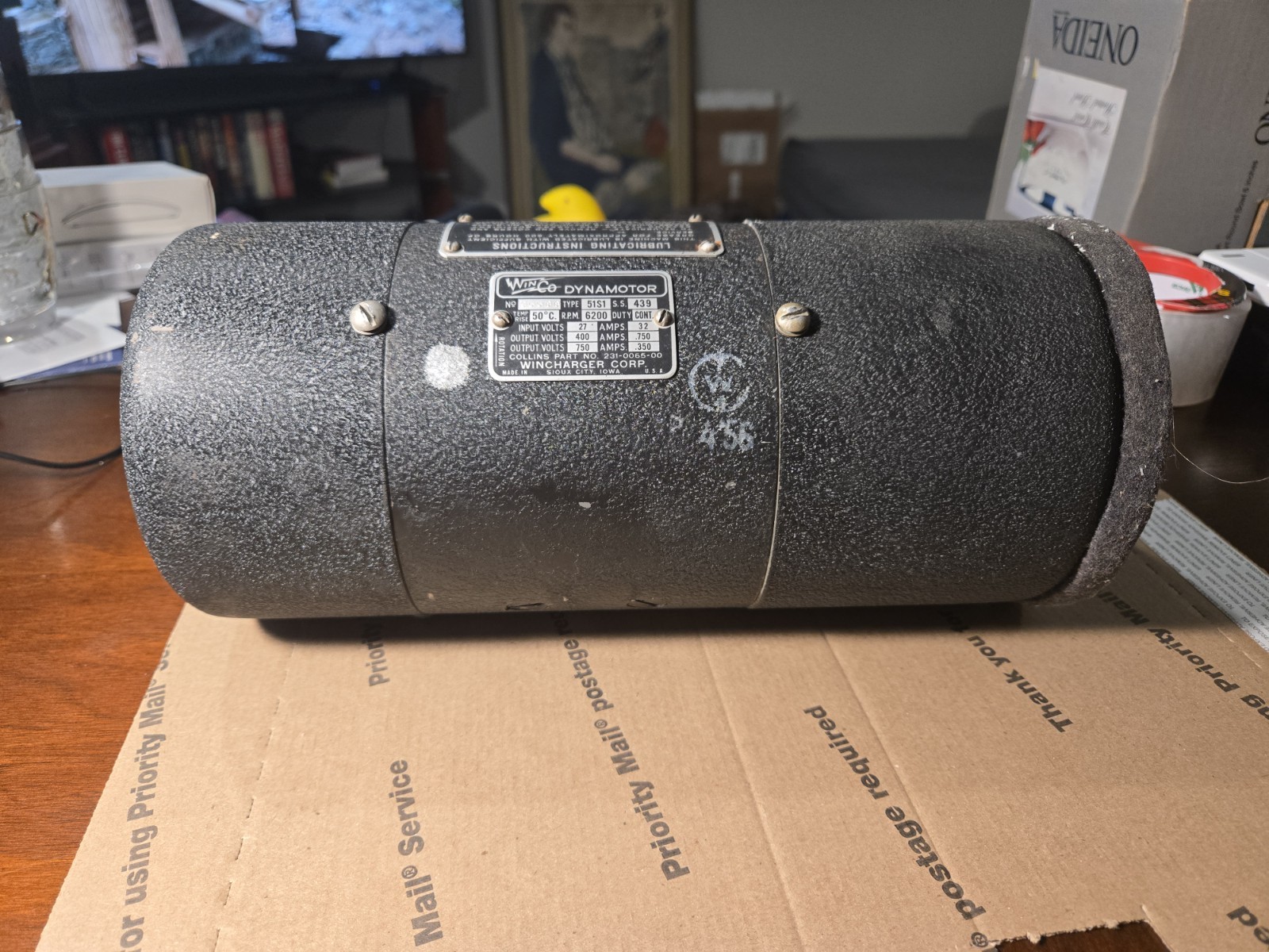 WINCO WINCHARGER DYNAMOTOR TYPE 51SI, 6200 RPM, COLLINS 231 0065 00 MILSPEC