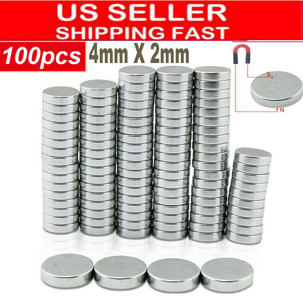 Lots 100 4mm X 2mm Neodymium Disc Strong Rare Earth N35 Small Fridge Magnets