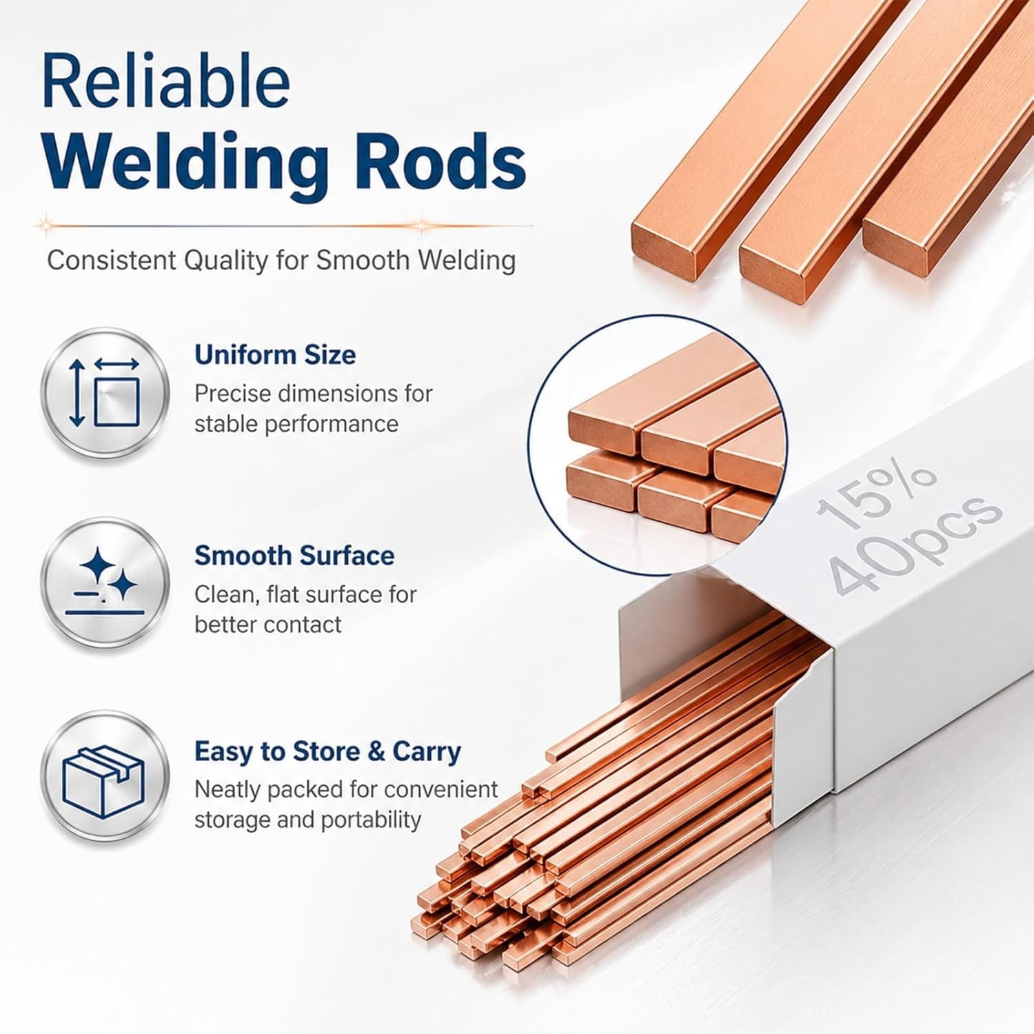 15% Silver Brazing Rods AWS BCuP-5 40 Sticks, Silver Solder Flat Welding Rods…