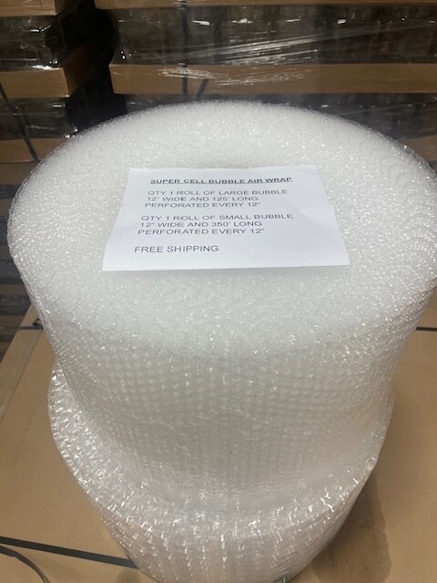 Small and Large Bubble Cushioning Wrap Combo Pack 125′ large and 350′ small