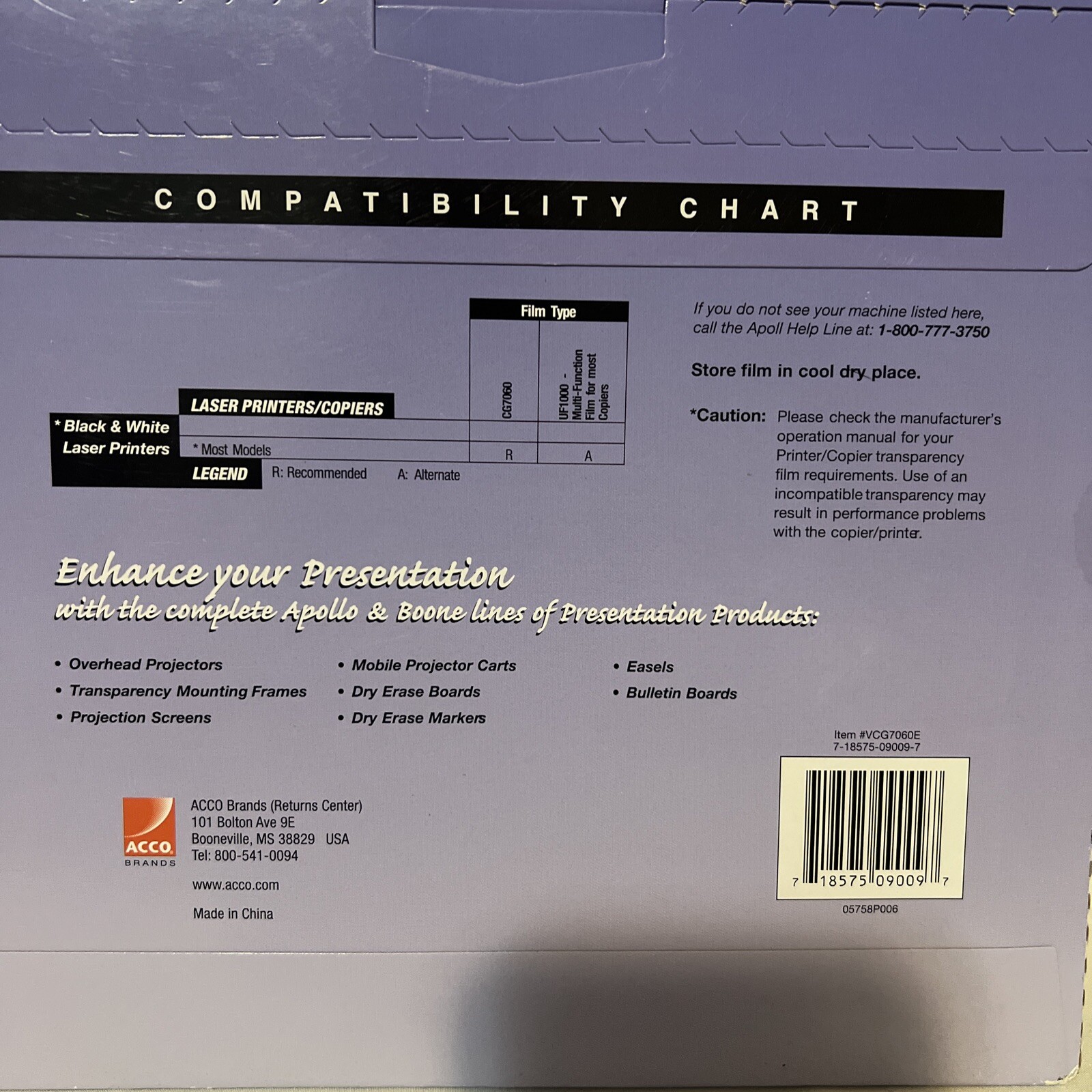 Apollo Transparency Film – Letter – 8.50″ X 11″ – 50 / Box – Transparent