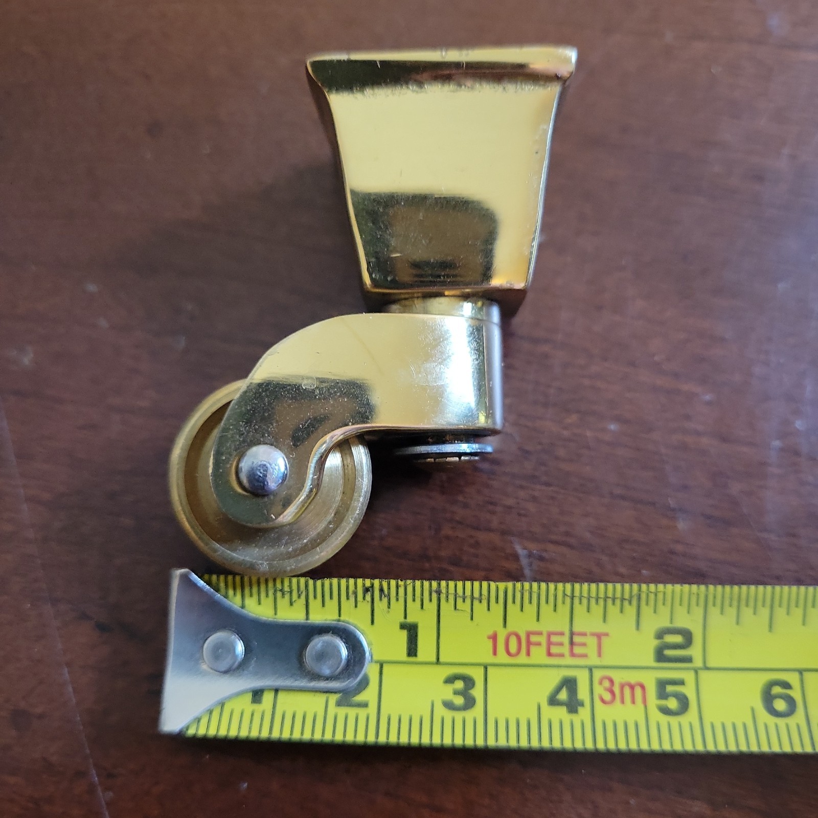 Set of 3 Brass Swivel Casters w Screws EXTRA Small 3/4″ Square Cup 2″ Tall Appx
