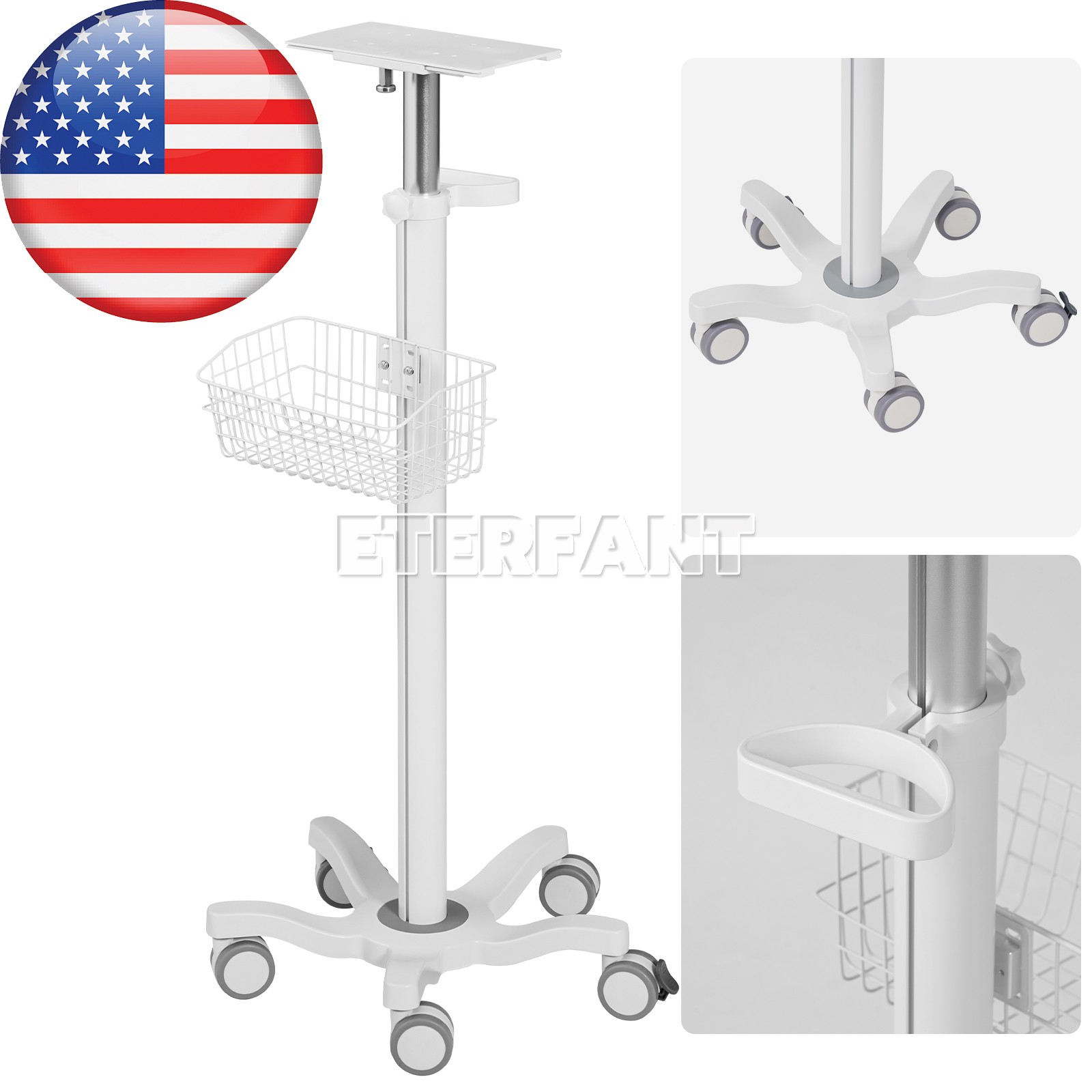 Wall Mount Bracket/Adjustable Mobile Rolling Cart Used for Patient Monitor US