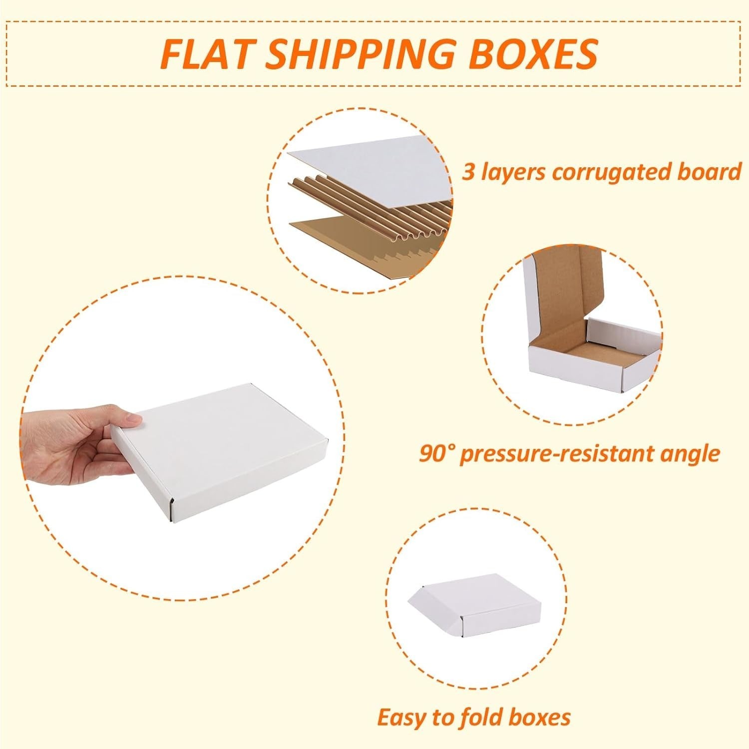 7x5x1 inches Shipping Boxes Set of 50, White Corrugated Cardboard Box Literature