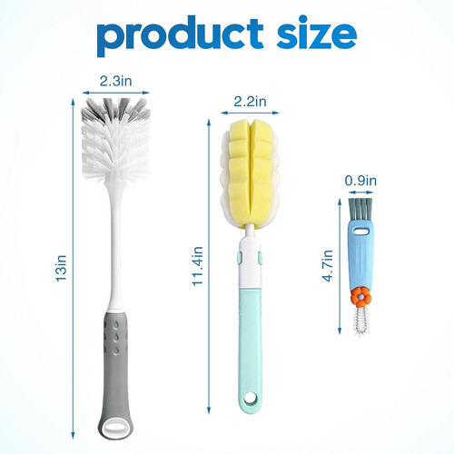 14Pcs Bottle Brush Cleaner Set, Long Handle Brushes, Multicolored