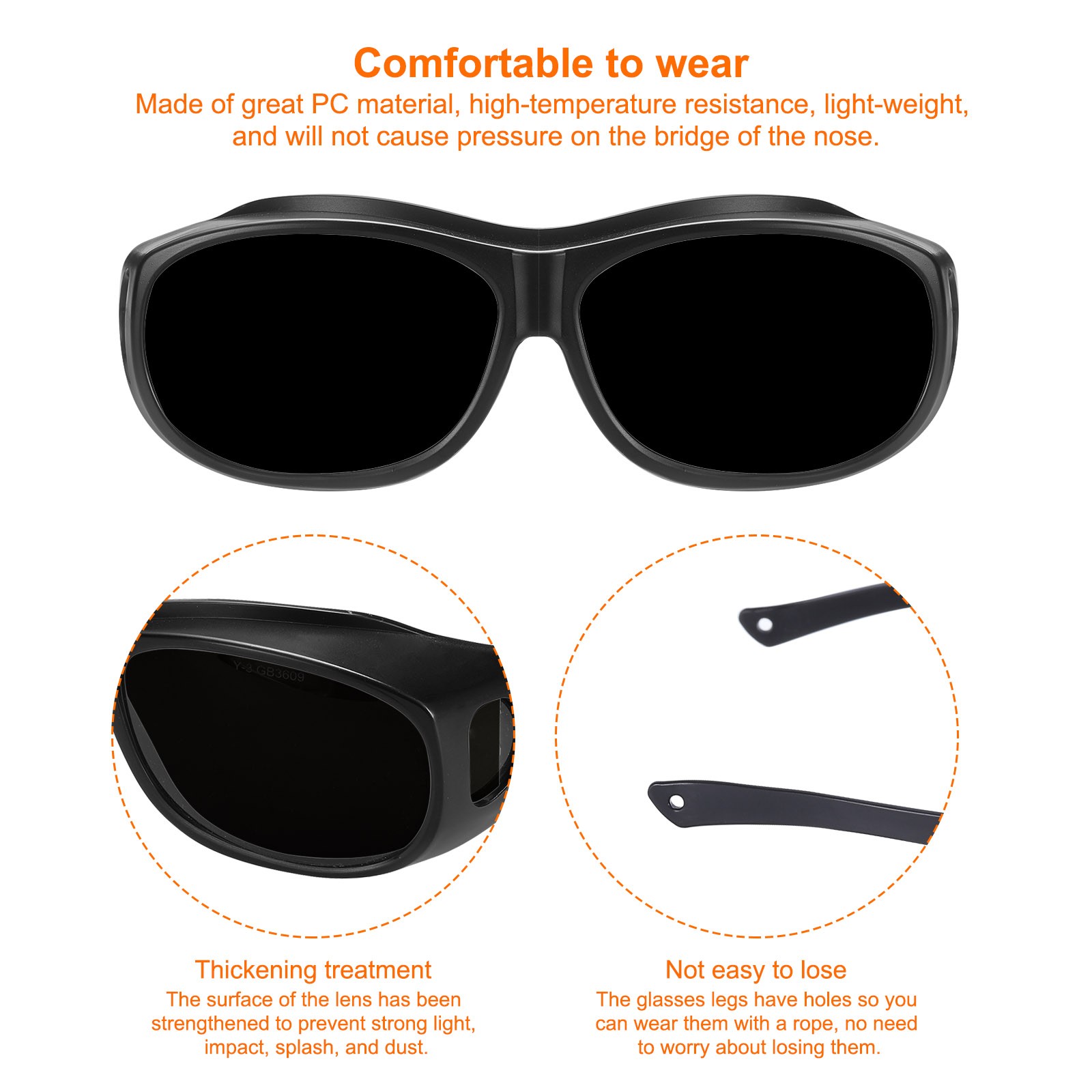 Welding Glasses IR Shade 10 CE Certified Protective Glasses Wrap Around Lens