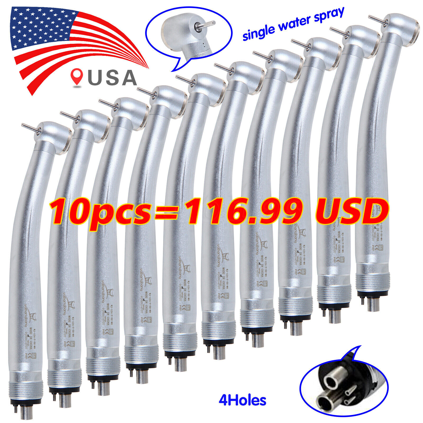 USA Dental Ultrasonic Piezo Scaler Handpiece 5 Tips Fit EMS Cavitron Woodpecker