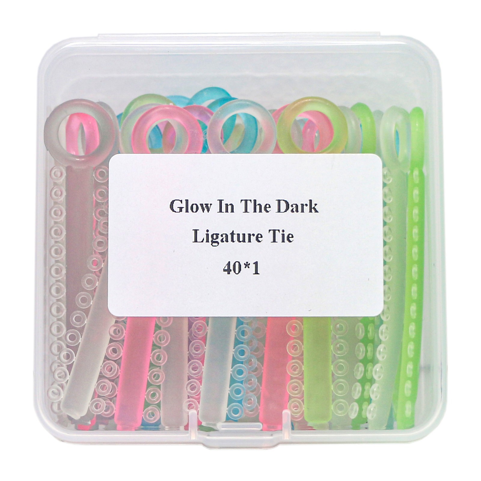 Dental Assorted 40 Stick Glow in Dark Orthodontic Ligature Ties Elastic Rubber