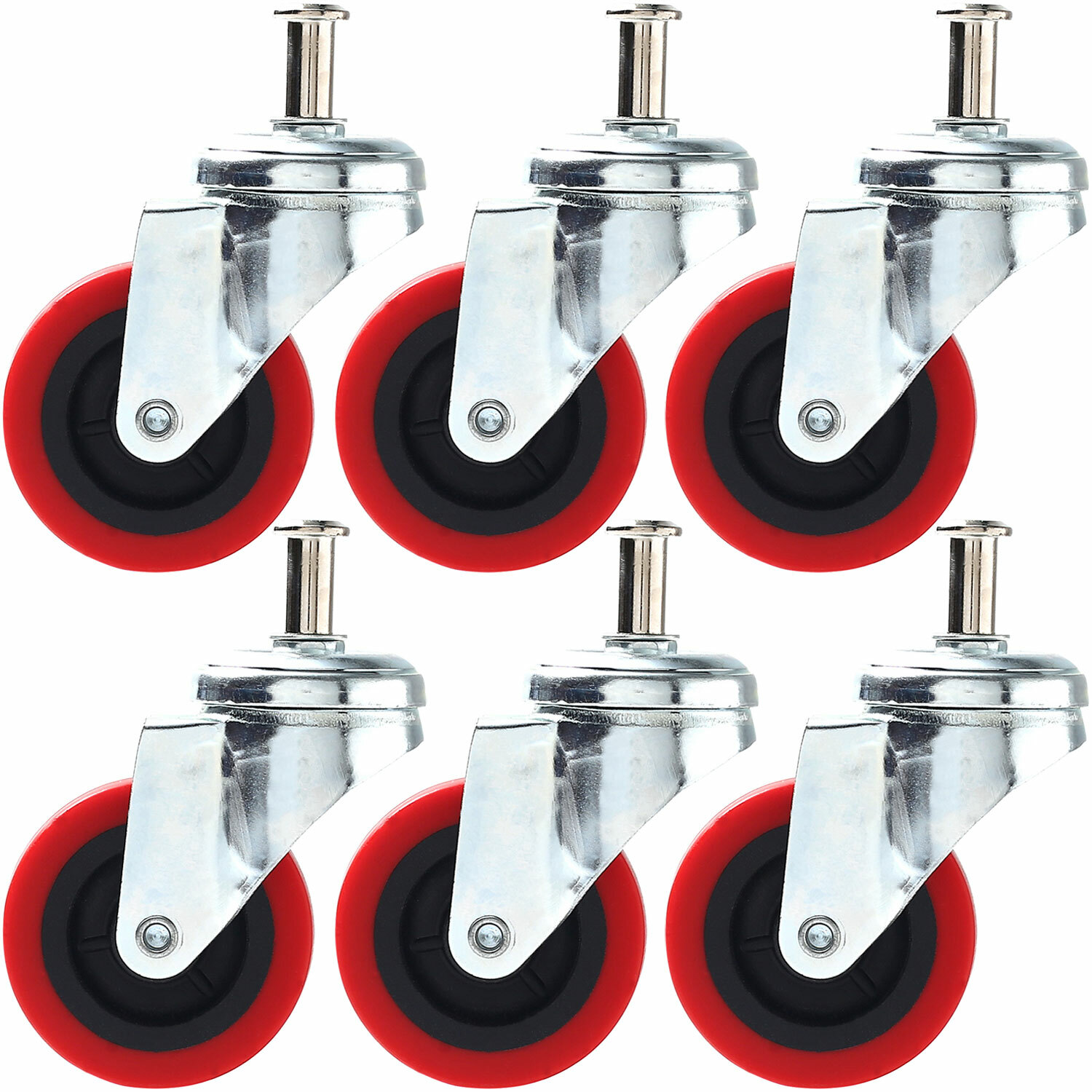 6 Pack Heavy-Duty 2.5″ Swivel Caster Wheel Creeper Service Cart Stool Post Mount