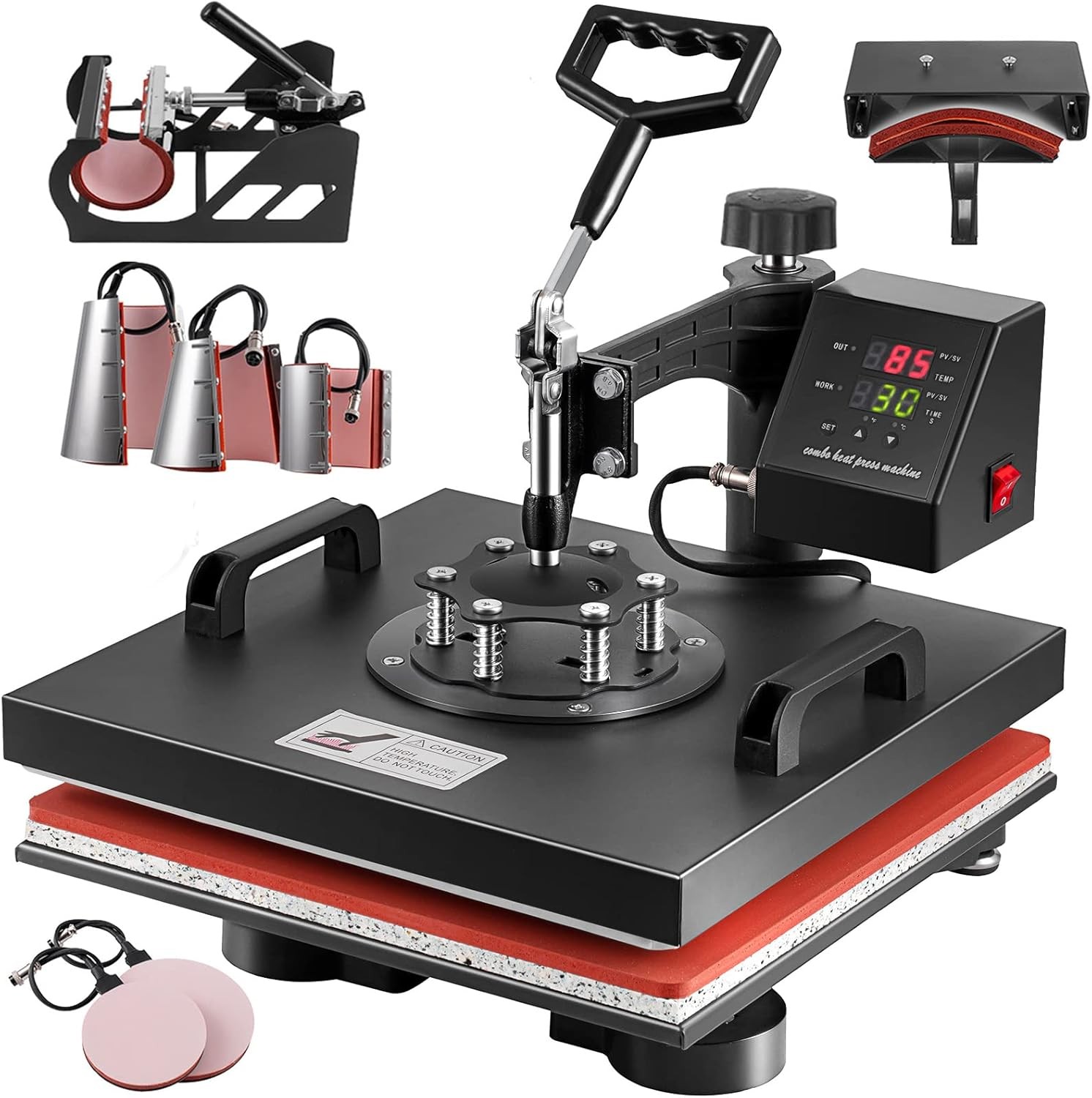 8 IN 1 Combo T-Shirt Heat Press 15″x15″ Transfer Machine Sublimation Swing Away
