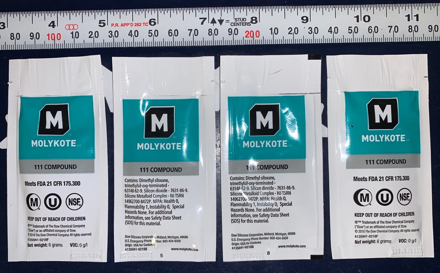 Dow Molykote 111 FDA O-Ring Lubricant for Espresso Machines 4 Single Use Packets