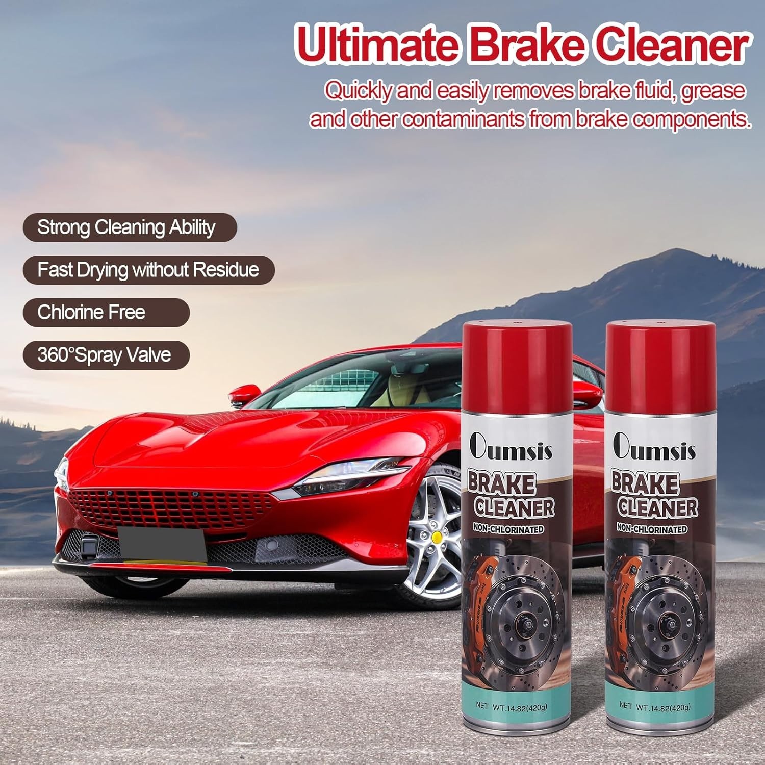 Non-chlorinated brake cleaner spray can, oil-dust-rust remover for disc, caliper