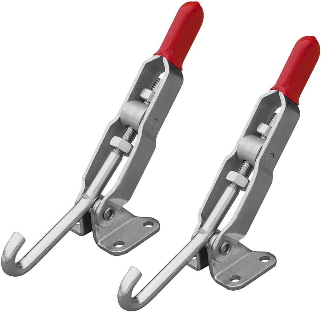 POWERTEC J Hook Toggle Clamp 451 w/ Hook Type Draw Latch Pull Action, 375 lb 2PK
