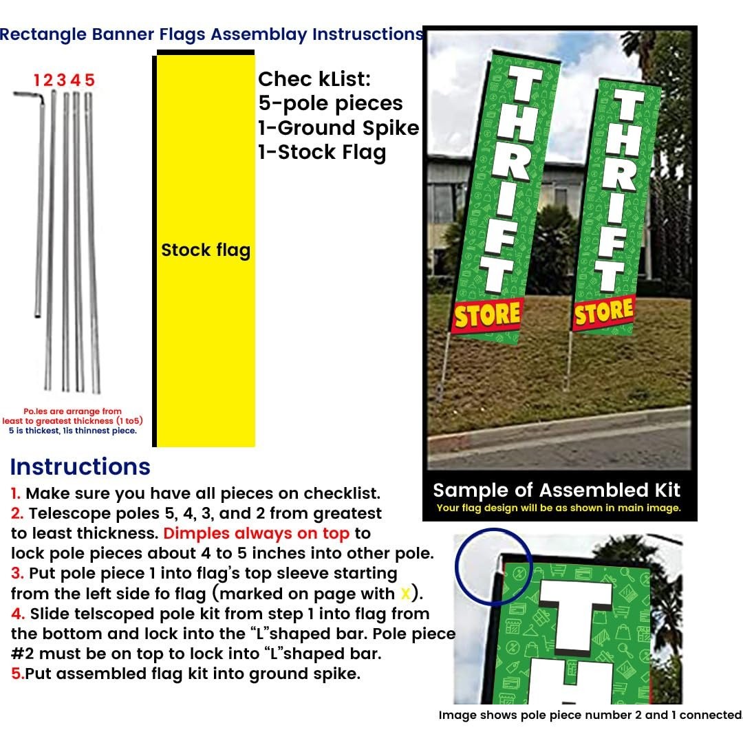 Thrift Store Outdoor Business Advertising Rectangle Feather Banner Swooper…