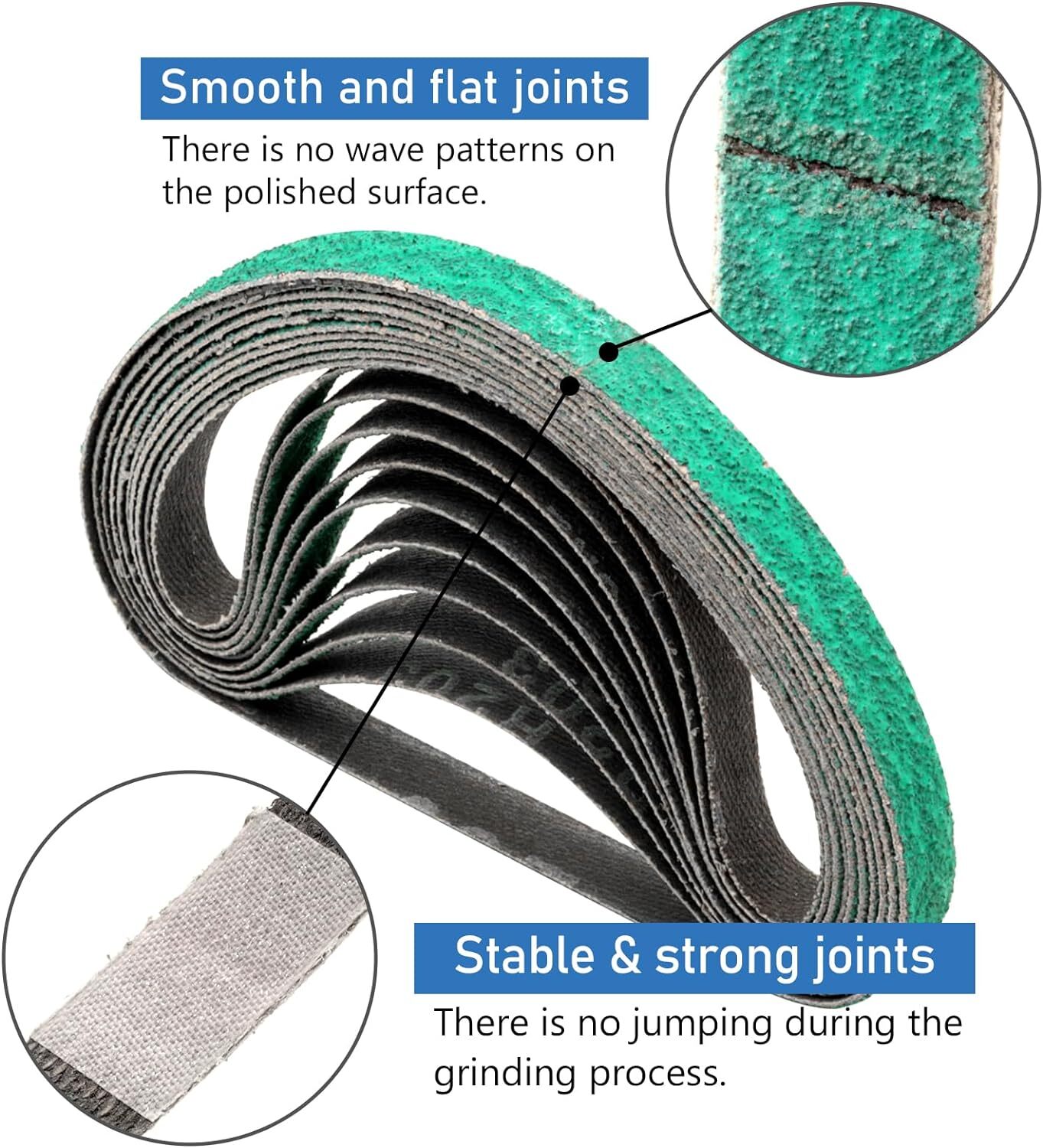 SATC 10 Pack 1/2″ x 18″ Zirconia Sanding Belts 36 Grit for Air File Belt Sander