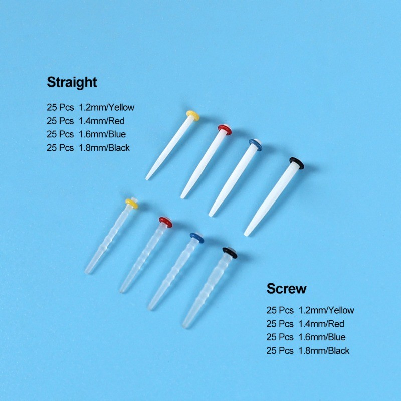 200pcs Dental Quartz Fiber Post Kit 8 Sizes Straight & Screw Threaded Posts Endo