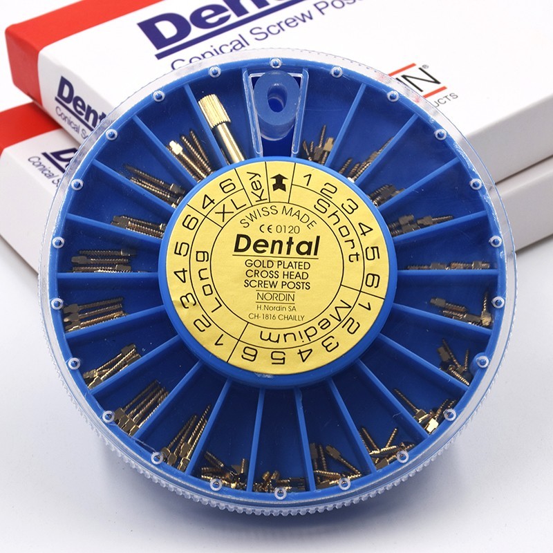 Assorted Dental Conical Screw Posts Kits Refills 24K Gold Plated 120Pcs/Box