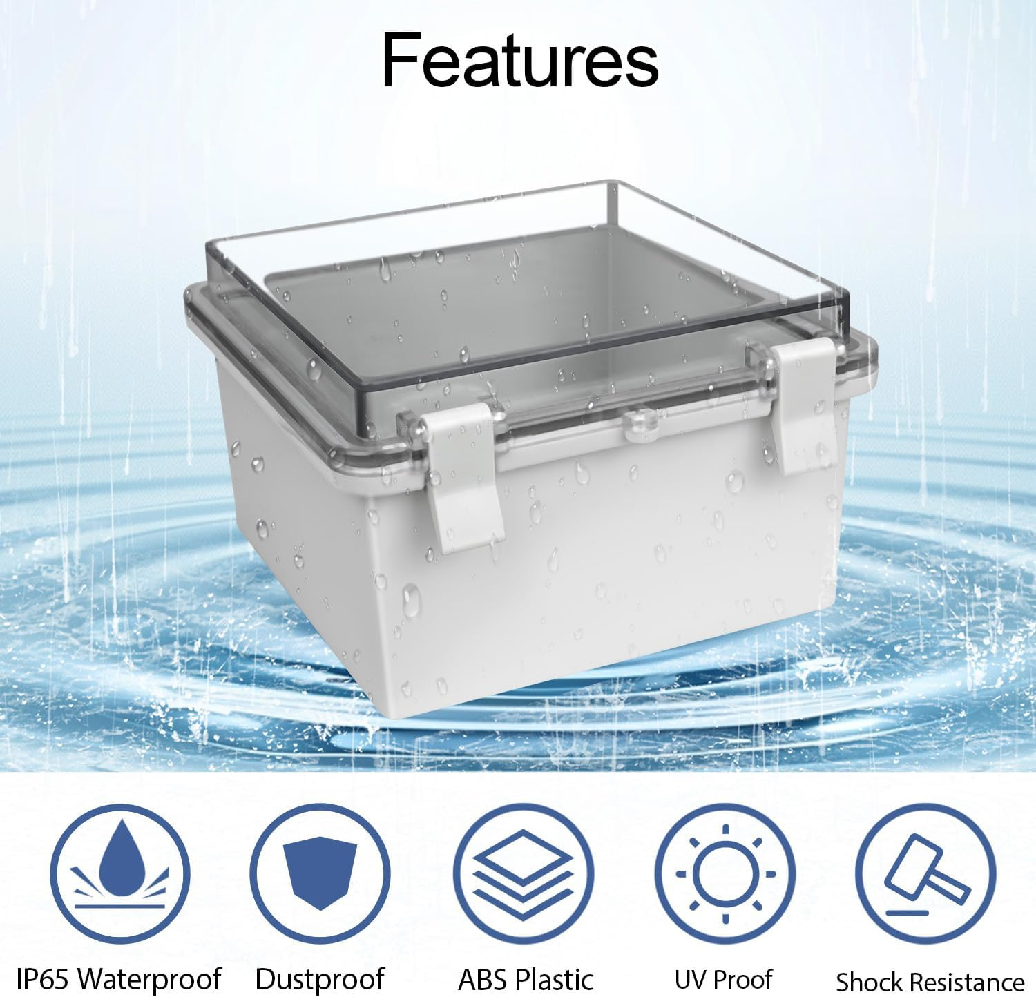 ABS Plastic Dustproof Waterproof IP65 Junction Box Hinged Shell Universal Electr