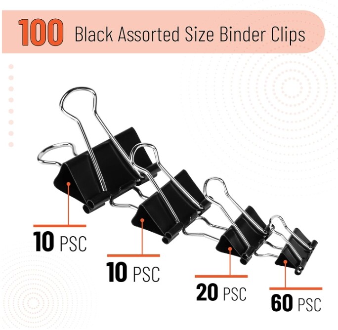 extra Binder Clips large paper Binder Clips 2 inch assorted medium small mini 13