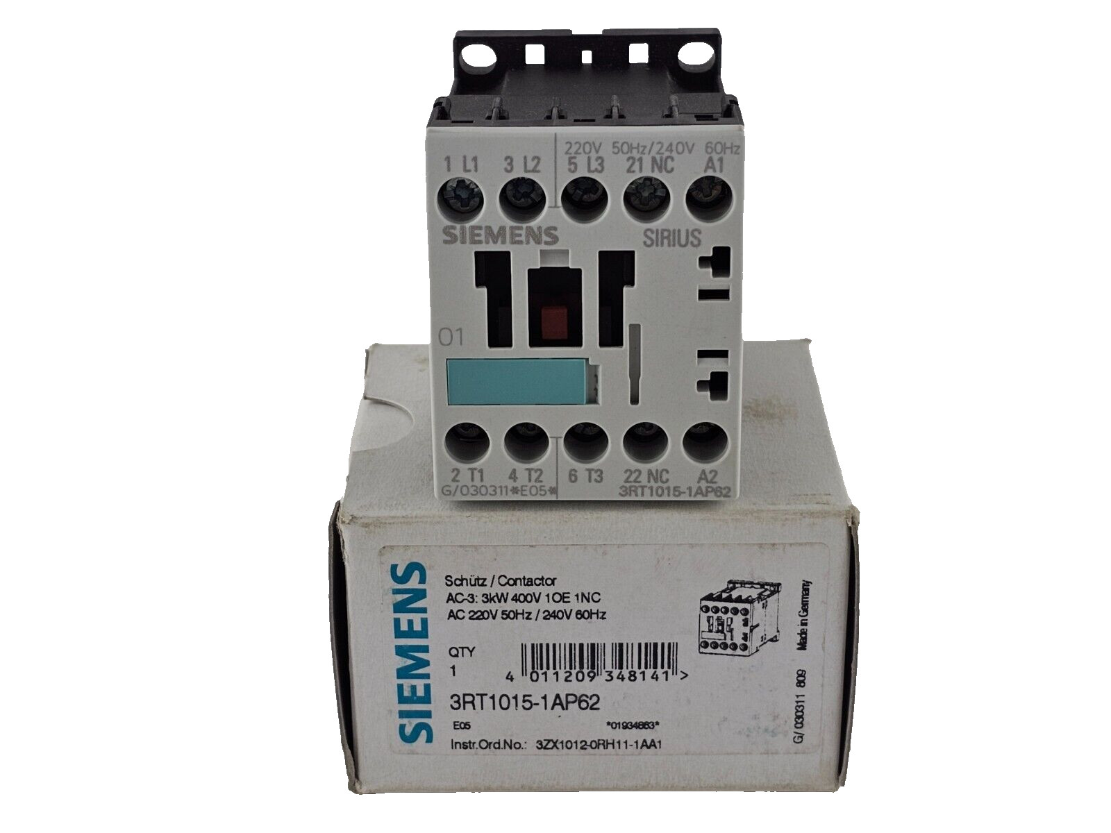 NEW Siemens 3RT1015-1AP62 Power Contactor, 3P, 7A, 3Kw, 3RT10151AP62
