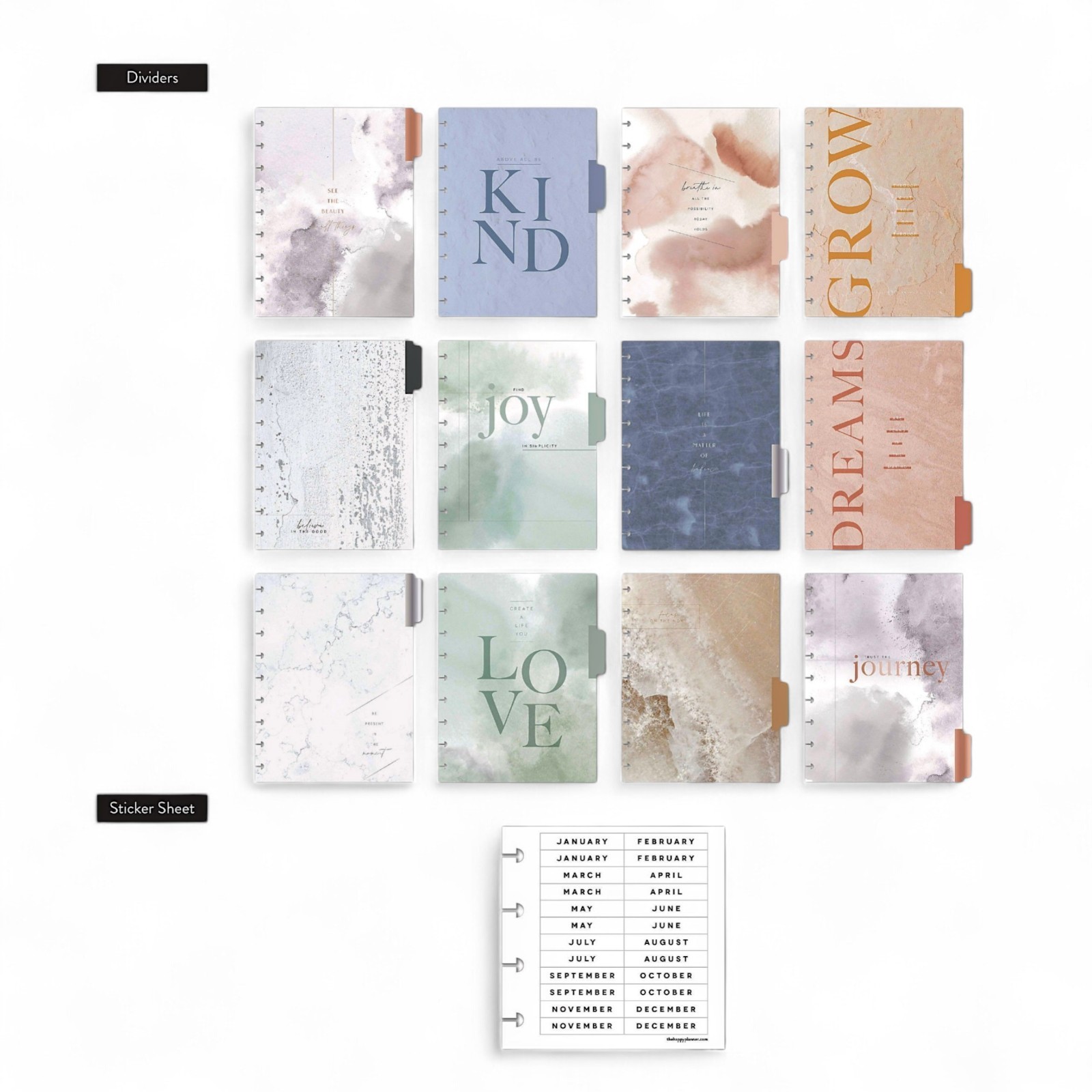Happy Planner | Classic Undated 12 Month | Horizontal Layout | Watercolor | NEW