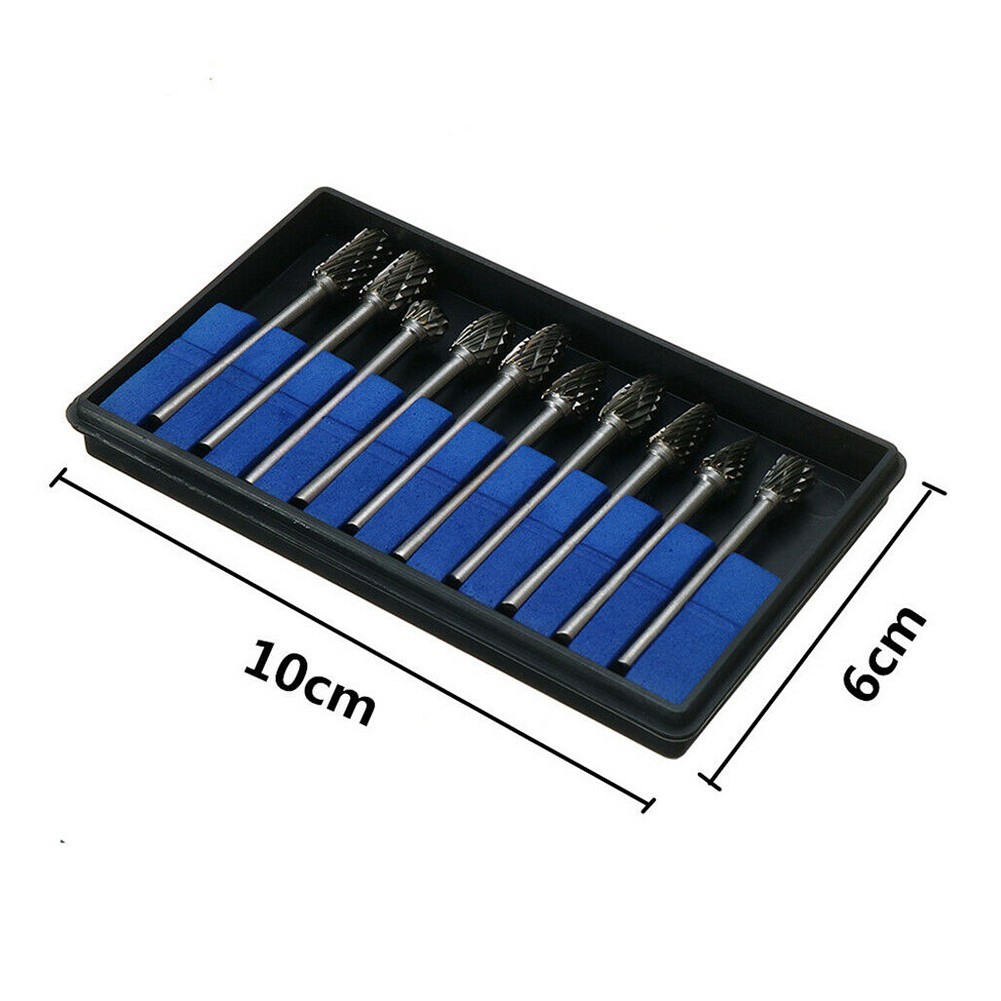 10pcs 1/8?? Shank Carbide Burr Set Burrs For Aluminum Die Grinder Bit Pack New