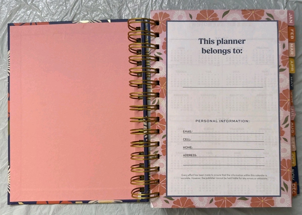 2025 Daily Planner Live In Full Bloom Clean New Pages FREE SHIPPING