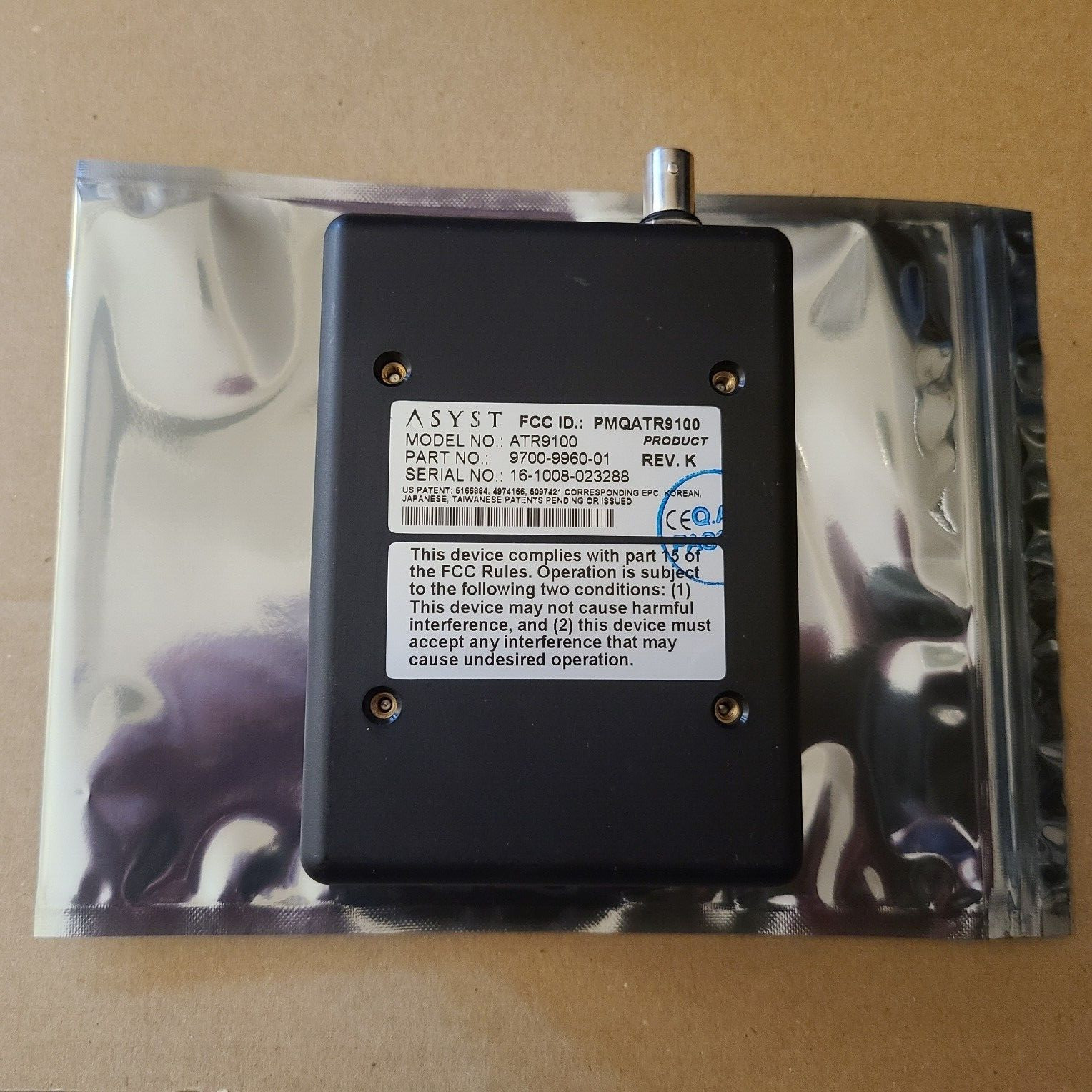 ASYST ADVANTAG 9100 P/N 9700-9960-01 “60 DAYS WARRANTY”