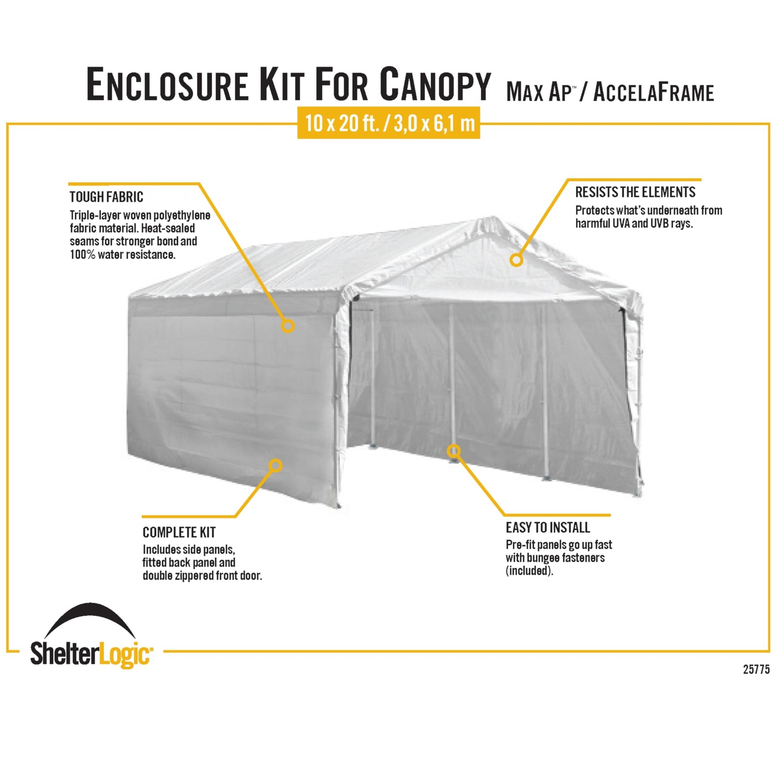 Shelterlogic Maxap Canopy Enclosure Kit 10 X 20 Ft. Frame And Canopy Sold
