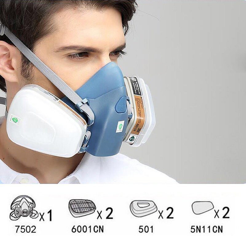 7 IN 1 Reusable Half Face Respirator Facepiece GAS MASK Spraying Painting Safe