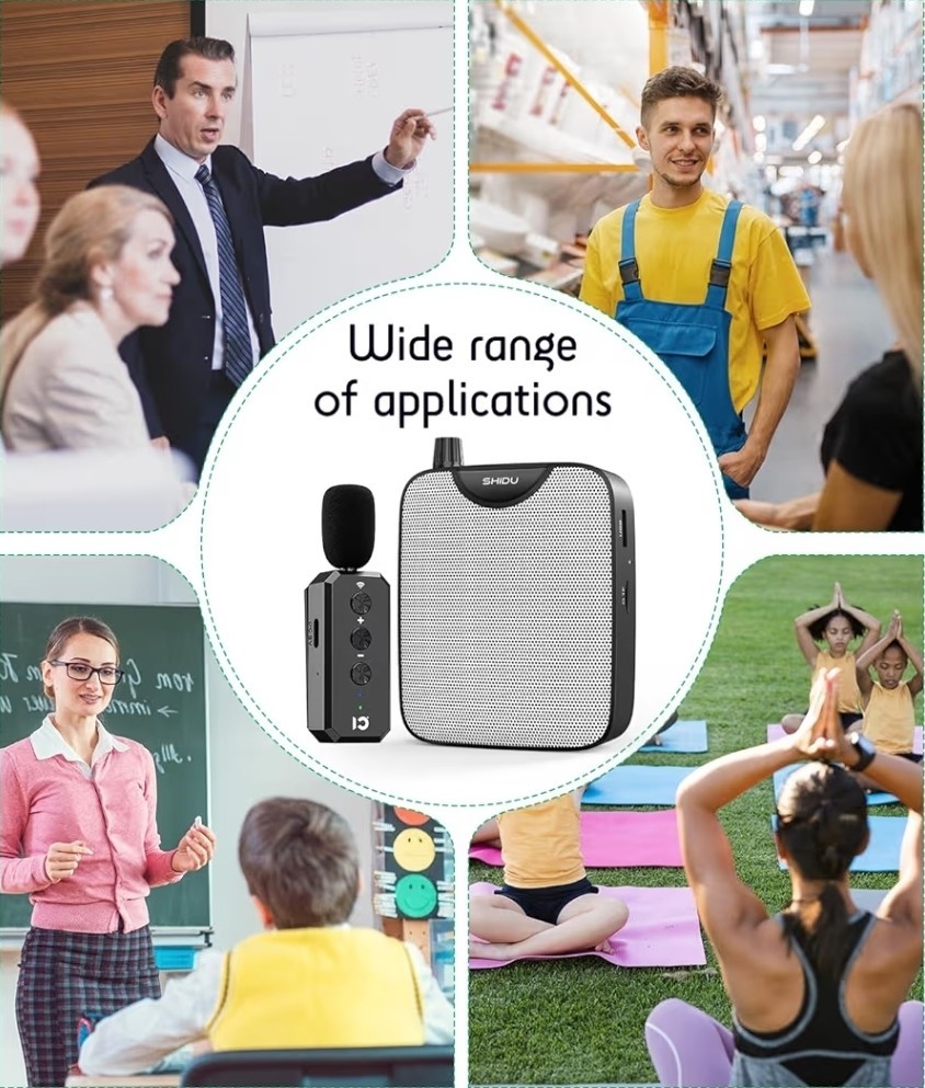 35W Power Voice Amplifier with Bluetooth Wireless Lavalier Microphone, Portable