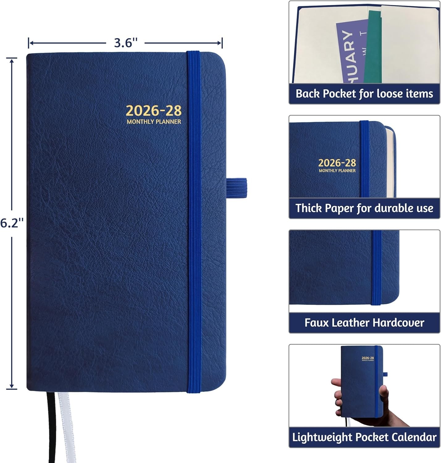 2026-2028 Pocket Monthly Planner, 3 Year Calendar 2026-2028, 6.2’’ x 3.6’?