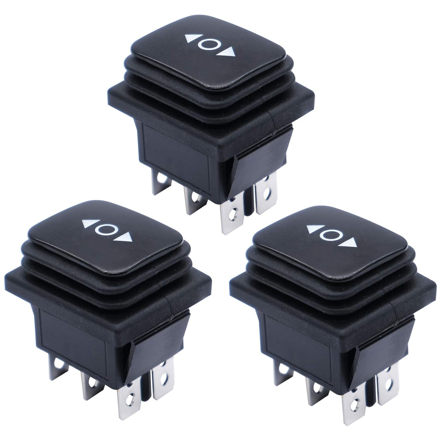 Mxuteuk 3Pcs Waterproof Momentary Rocker Switch (On)/Off/(On), DC 12V 10A Toggle