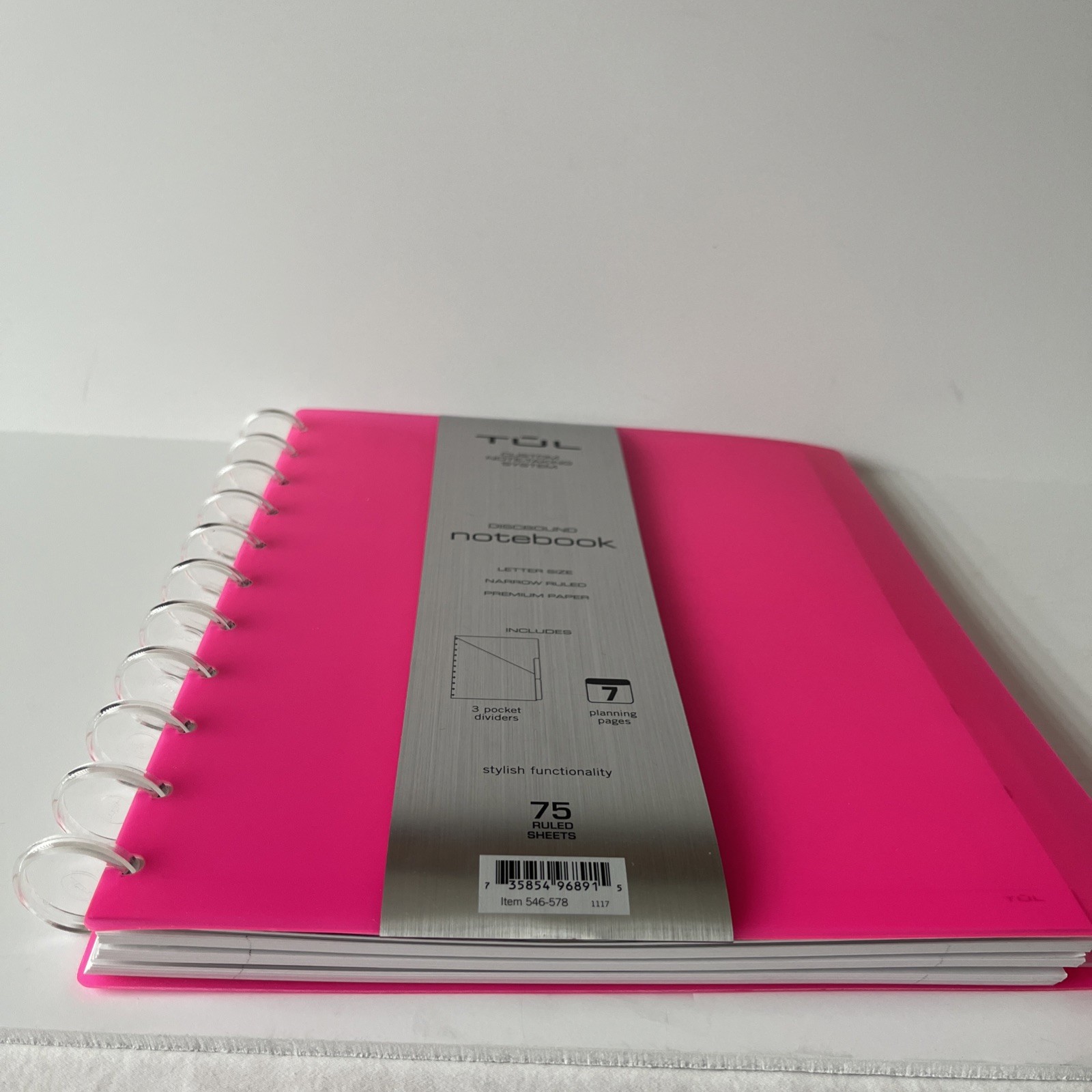 Tul Discbound Notebook Planner Letter Size Hot Pink Poly Cover with 2 Gel Pens