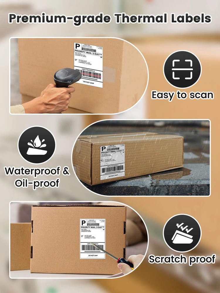 500PCS 4×6 Thermal Shipping Labels Foldable Any Prints Thermal LabelmPaper
