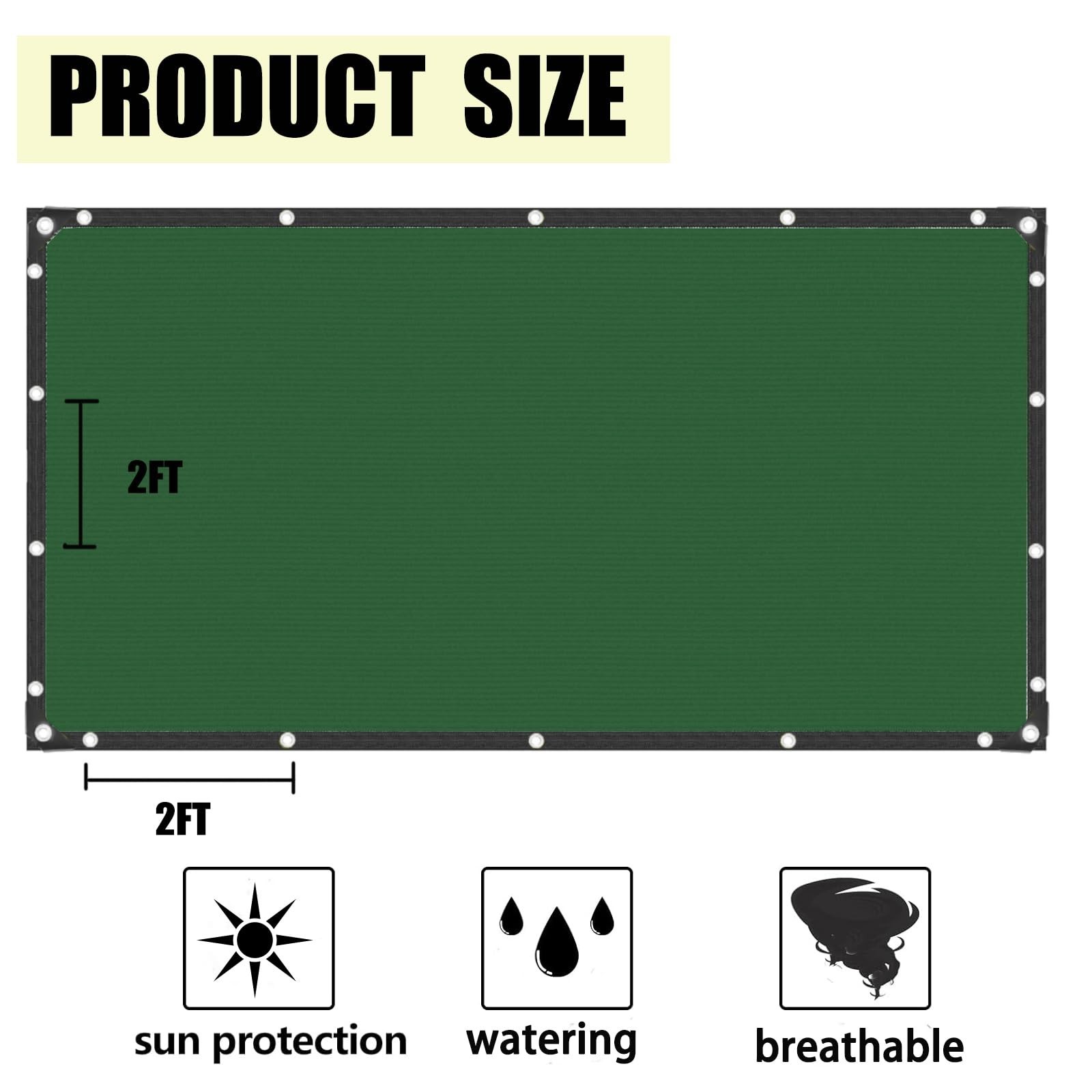 70% Green Shade Cloth with Grommets, 20 FT X 10 FT Heavy Duty HDPE Shade Cove…