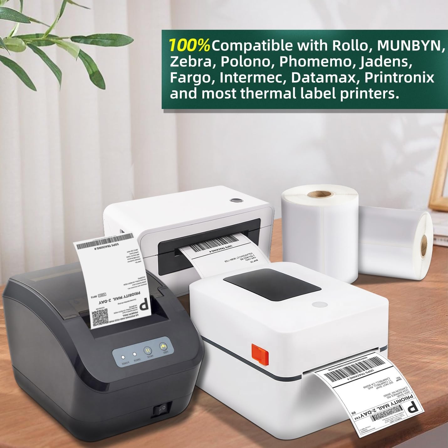 4″ x 6″ Direct Thermal Address Shipping Labels Fanfold Rolls for Zebra & Rollo