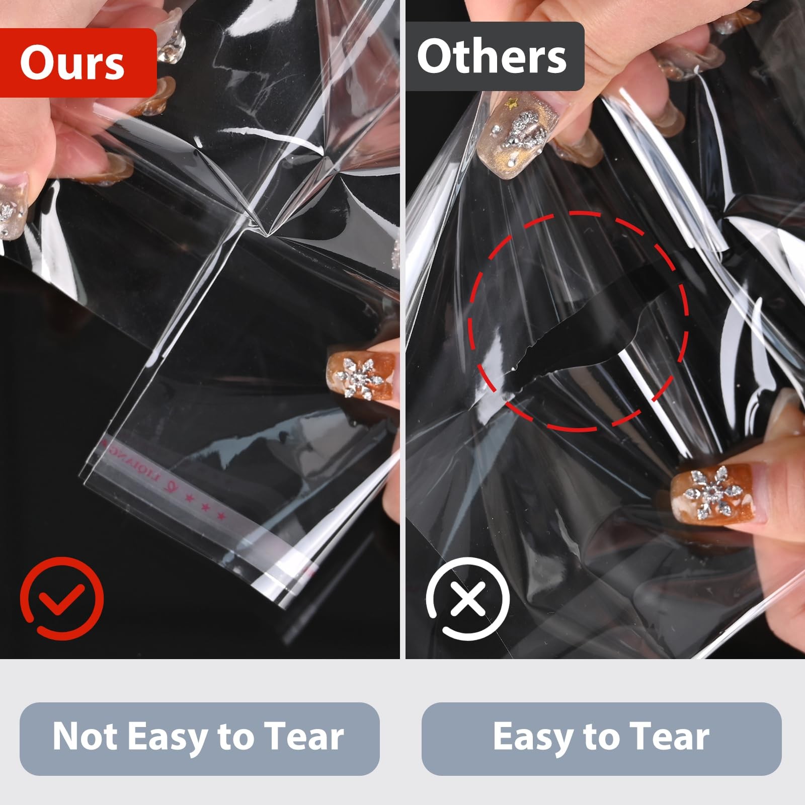 100 PCS 5×10-inch Self Sealing Cellophane Bags Clear Resealable Sleeves