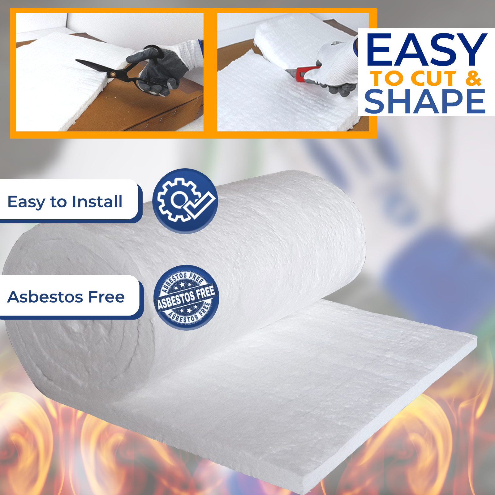 Ceramic Fiber Blanket – 1”X12”X32”, 8LB, 2400F for Wood Stove Forge Furnace etc.