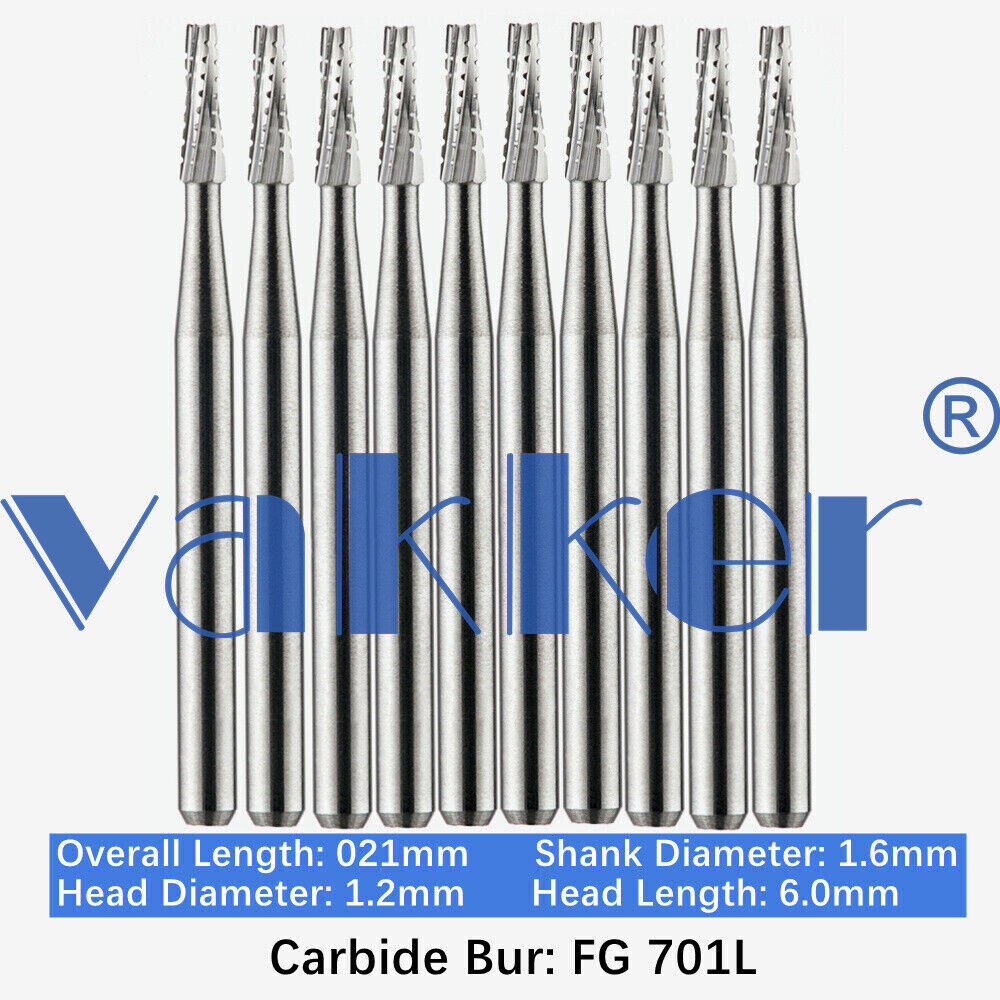 10/Pack 21mm Dental Tungsten Carbide Friction Grip Long Carbide Burs High Speed