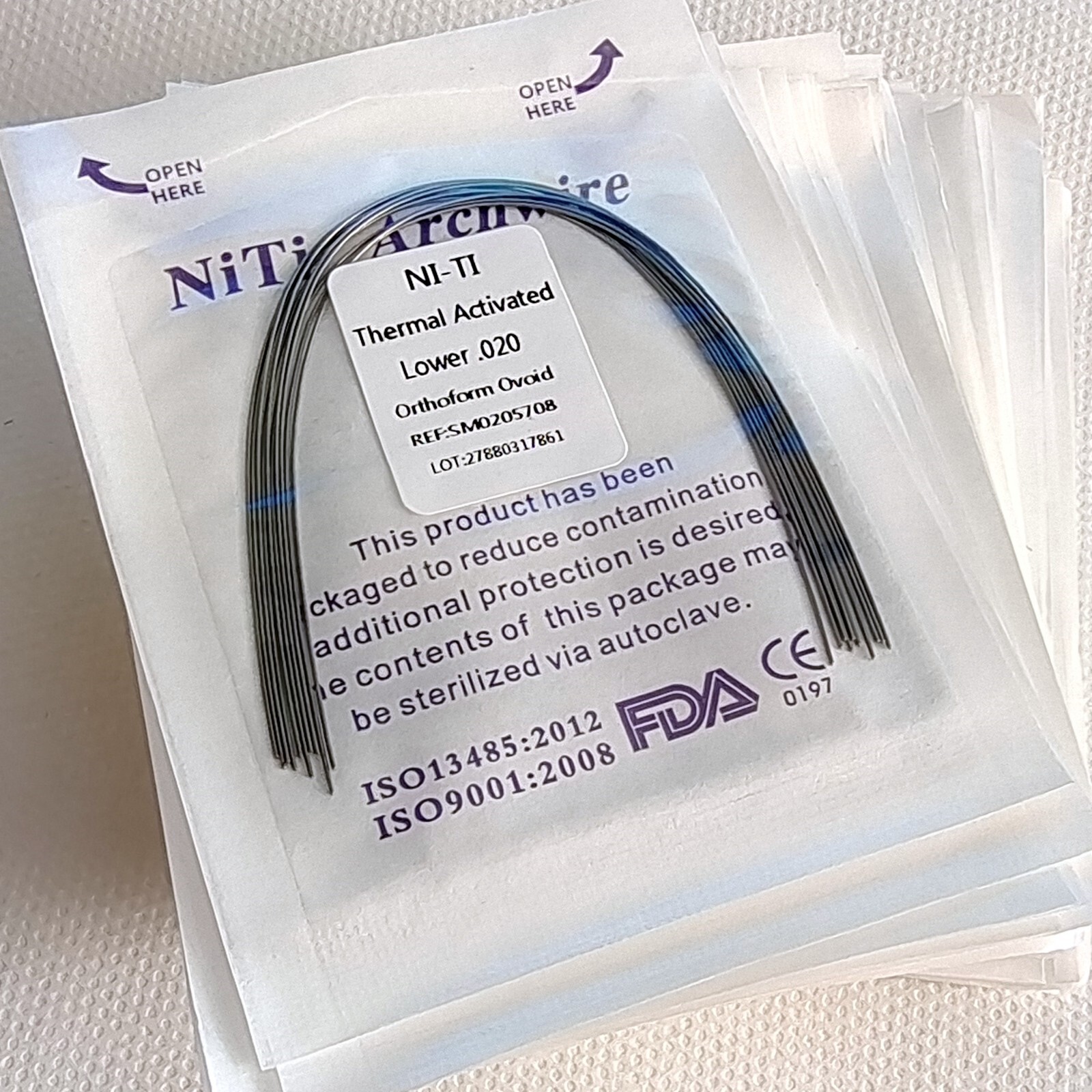 50Pks Dental Ortodoncia Térmica Activada Niti Arco Redondo de Alambre 10 Tamaños