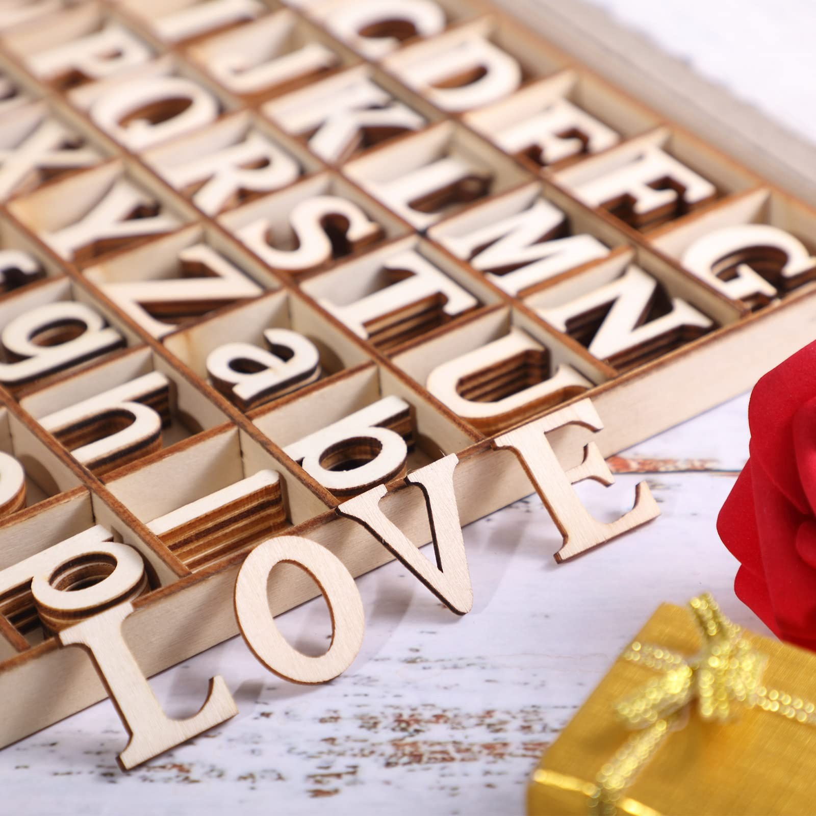 Blulu 248 Pcs 1 Inch Wood Alphabet Letters approx. 1 x 1 inch, Color