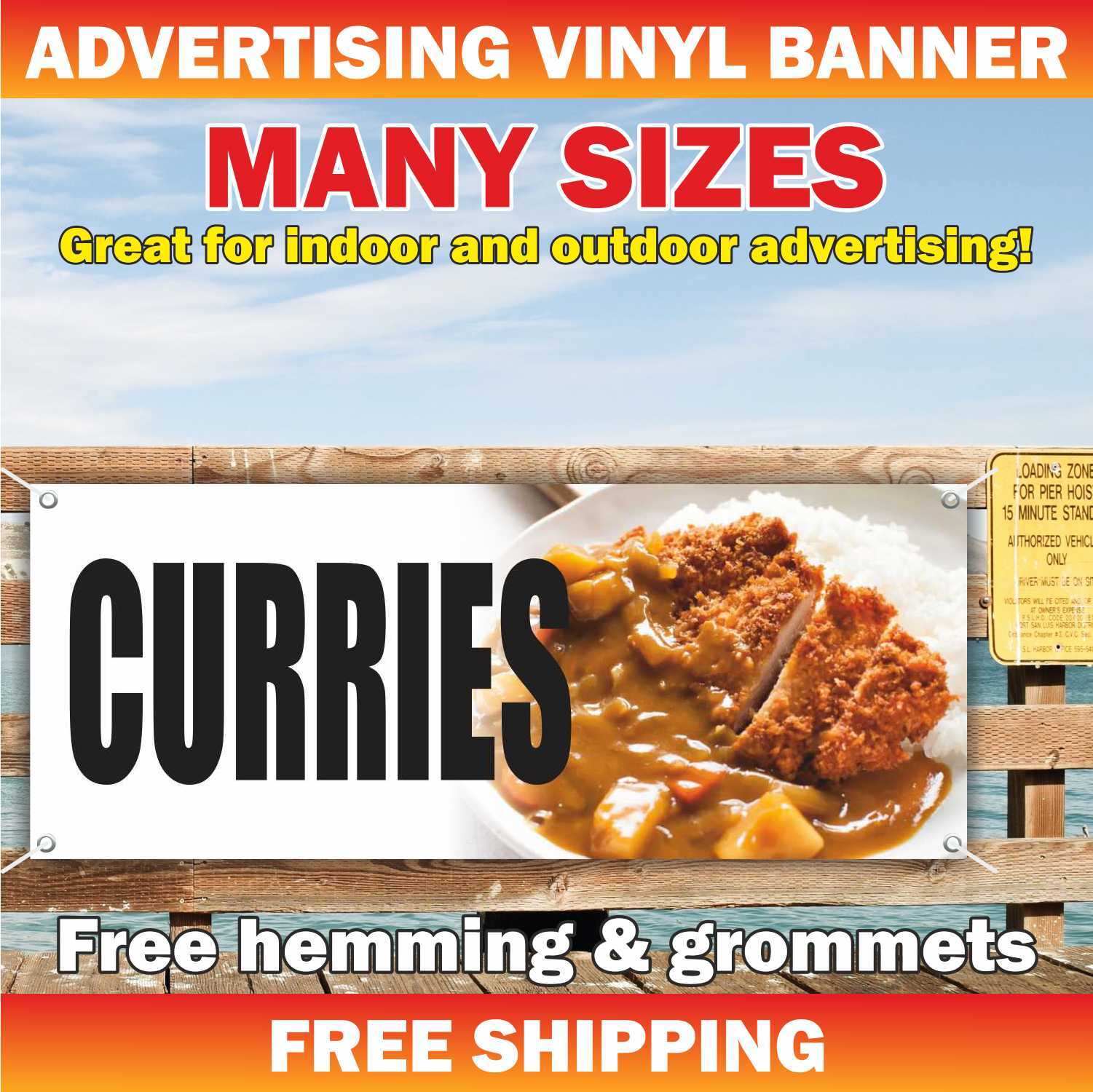 CURRIES Advertising Banner Vinyl Mesh Sign Buffet Bar Dish Stew Dinner lunch