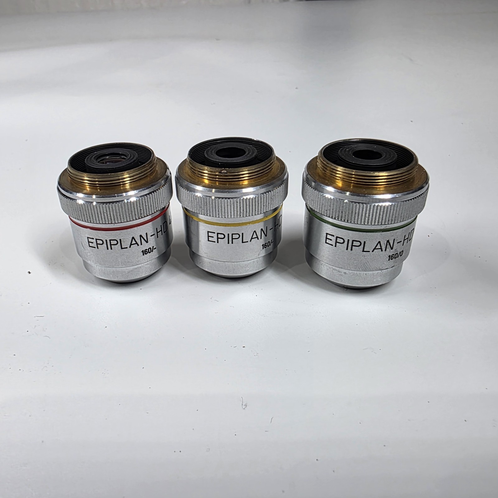 Carl Zeiss Microscope Lens Lot Epiplan HD 4/0.1 8/0.2 16/0.35 West Germany