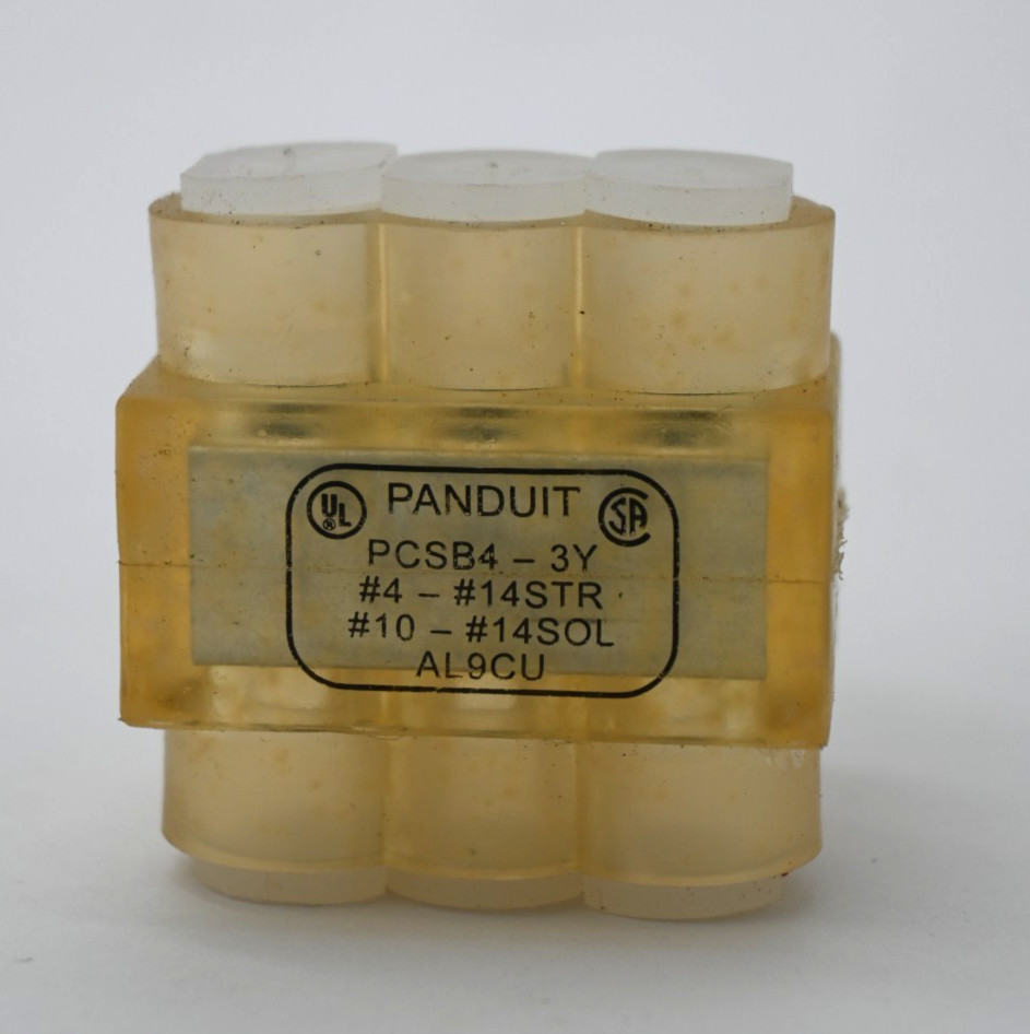 PANDUIT PCSB4-3-12Y MULTI-TAP CLEAR INSULATED ALUMINUM CONNECTOR BLOCK BOX OF 12