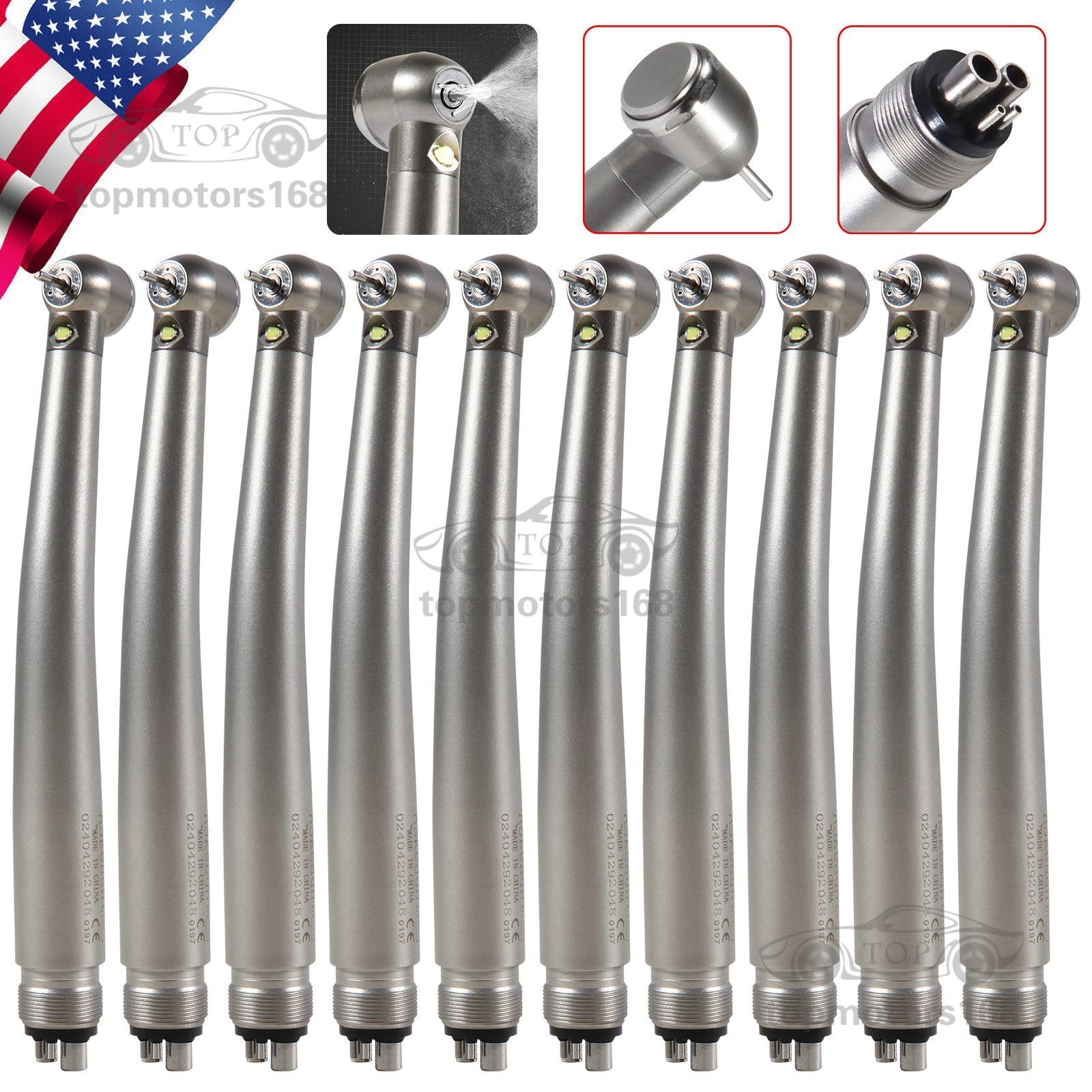 10 PACKS Dental High Speed E generator LED Handpiece Air Turbine 4Hole